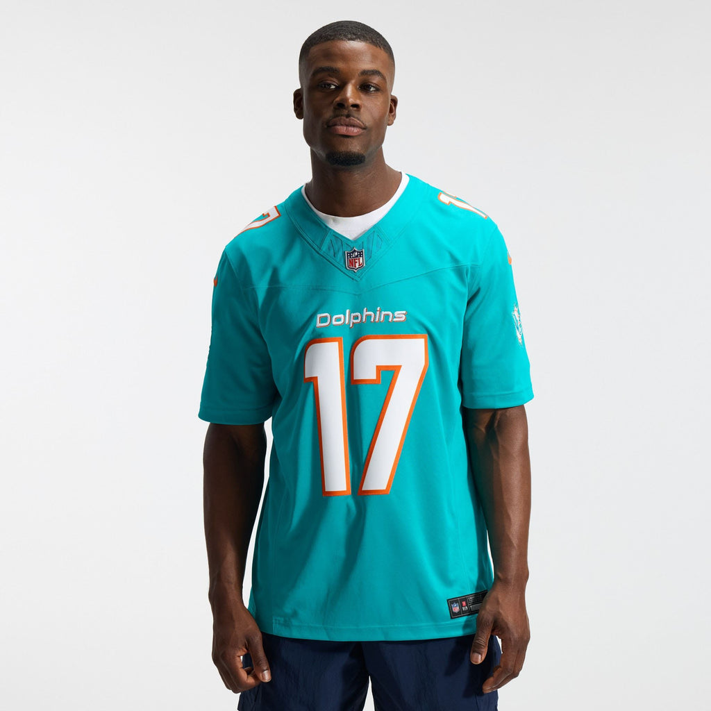 Men's Miami Dolphins Jaylen Waddle Nike Aqua Team Vapor Fuse Stitched Limited Jersey