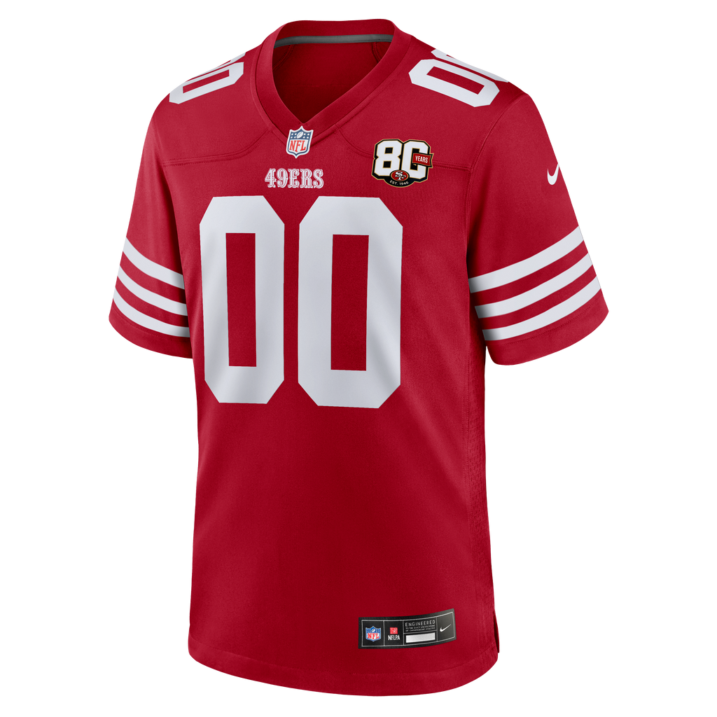 Men's San Francisco 49Ers Nike Scarlet 80Th Anniversary Custom Game Jersey