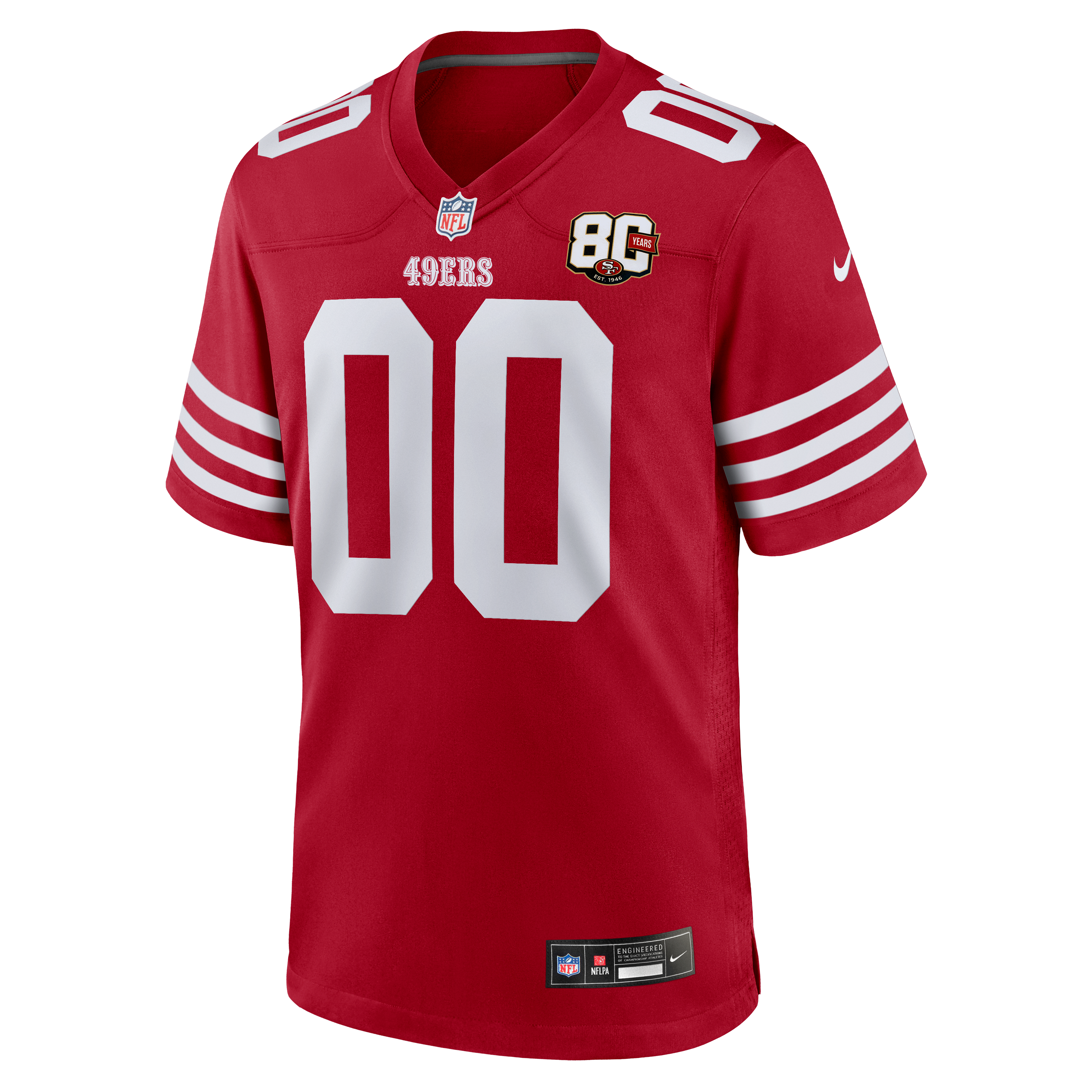 Men's San Francisco 49Ers Nike Scarlet 80Th Anniversary Custom Game Jersey