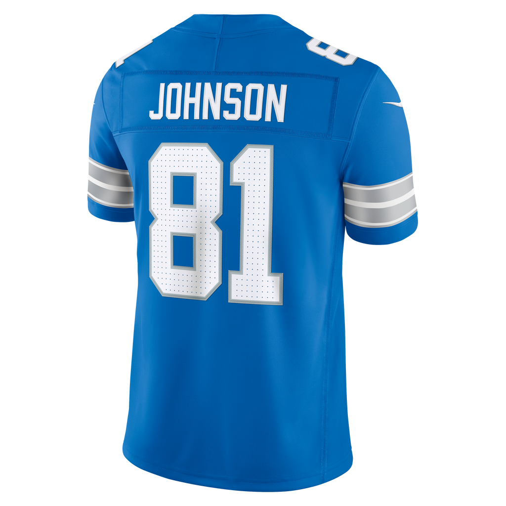Men's Detroit Lions Calvin Johnson Nike Blue Vapor Fuse Stitched Retired Limited Jersey