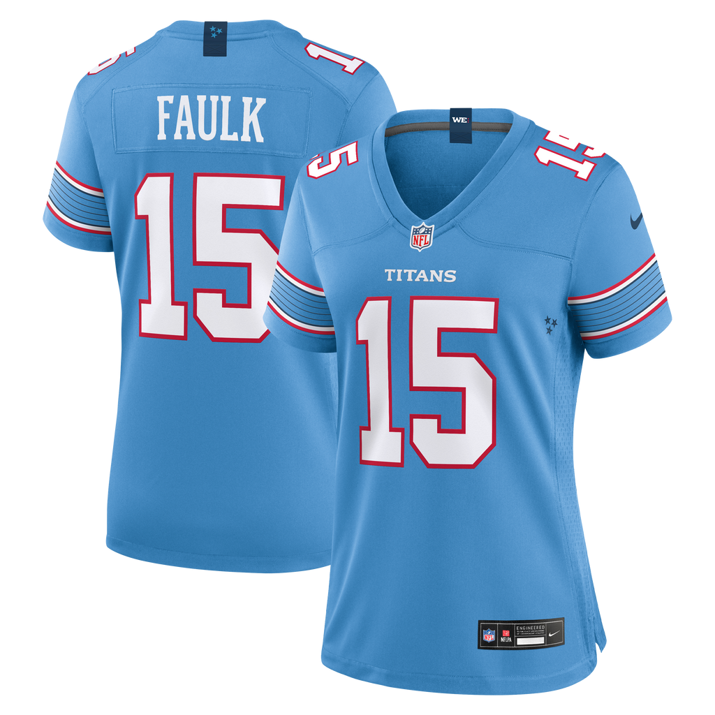 Women's Tennessee Titans Keldric Faulk Nike Light Blue Team Game Jersey