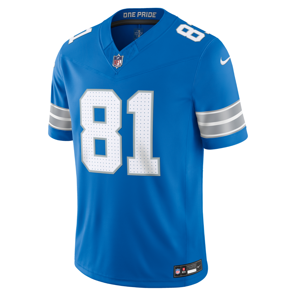 Men's Detroit Lions Calvin Johnson Nike Blue Vapor Fuse Stitched Retired Limited Jersey