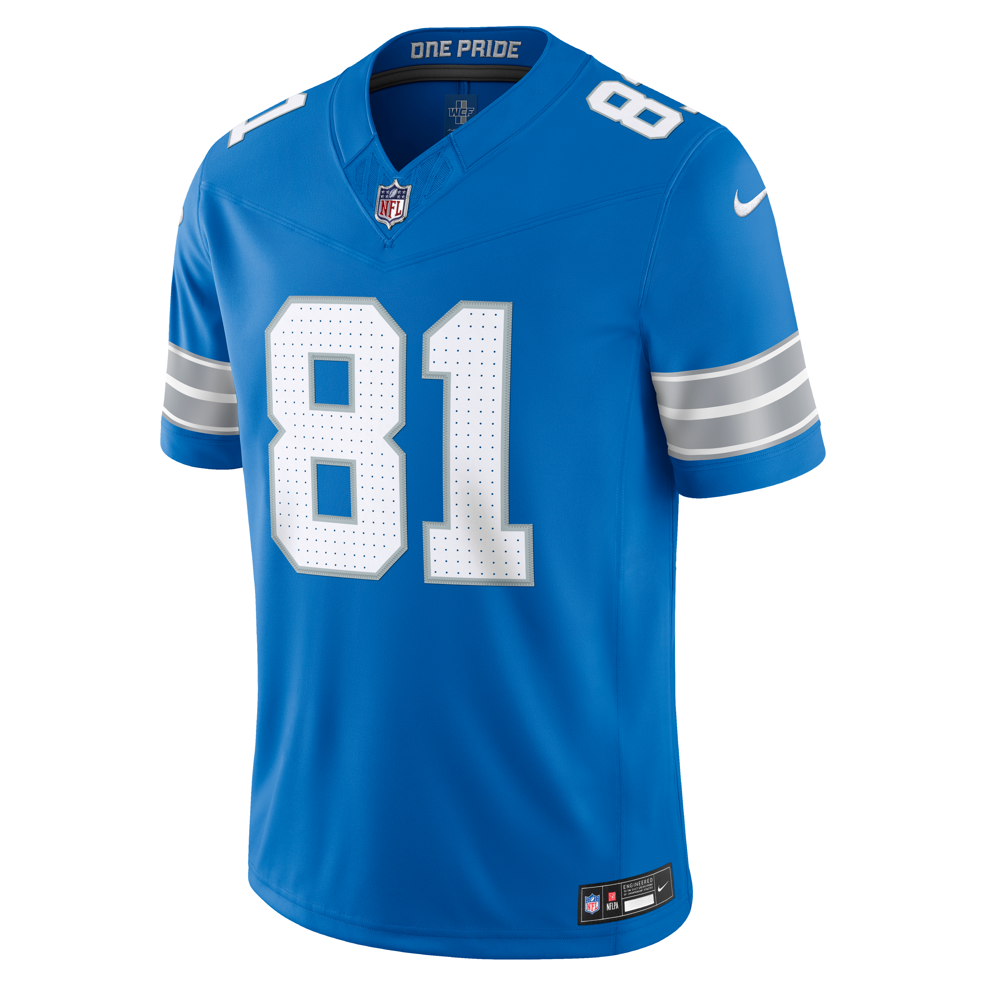 Men's Detroit Lions Calvin Johnson Nike Blue Vapor Fuse Stitched Retired Limited Jersey