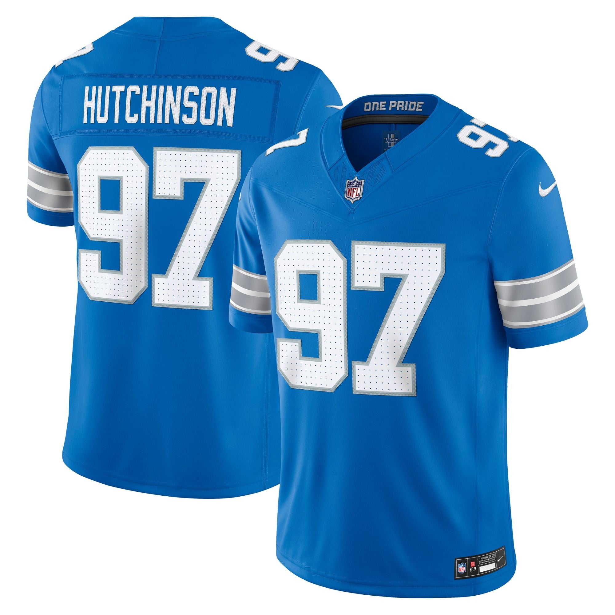 Men's Detroit Lions Aidan Hutchinson Nike Blue Team Vapor Fuse Stitched Limited Jersey