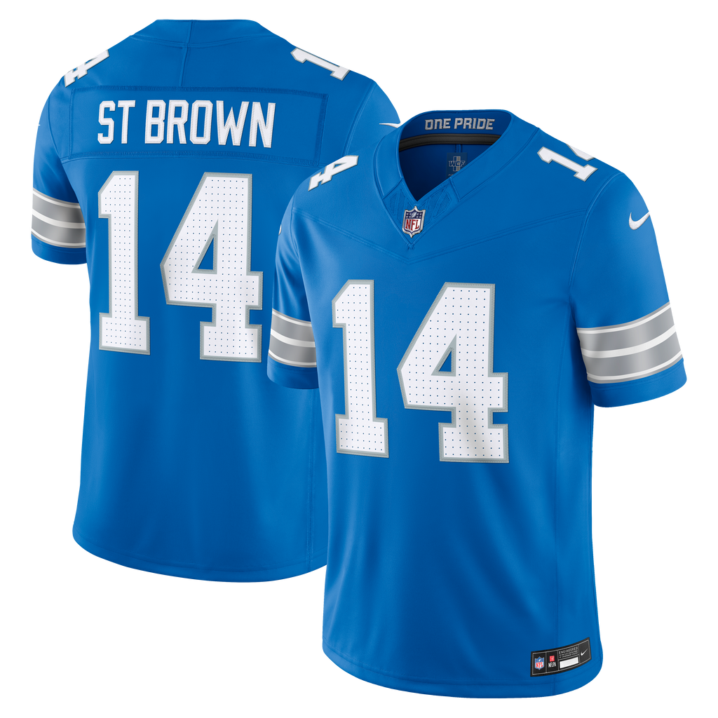 Men's Detroit Lions Amon Ra St Brown Nike Blue Team Vapor Fuse Stitched Limited Jersey