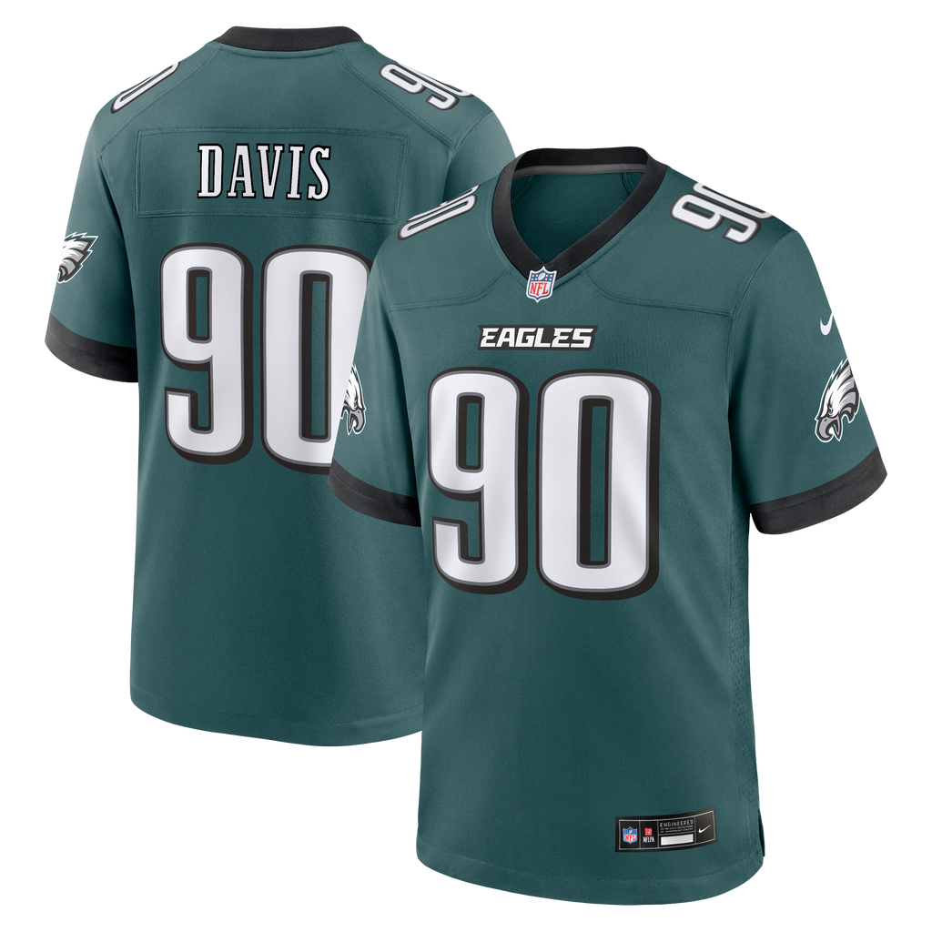 Men's Philadelphia Eagles Jordan Davis Nike Midnight Green Team Game Jersey