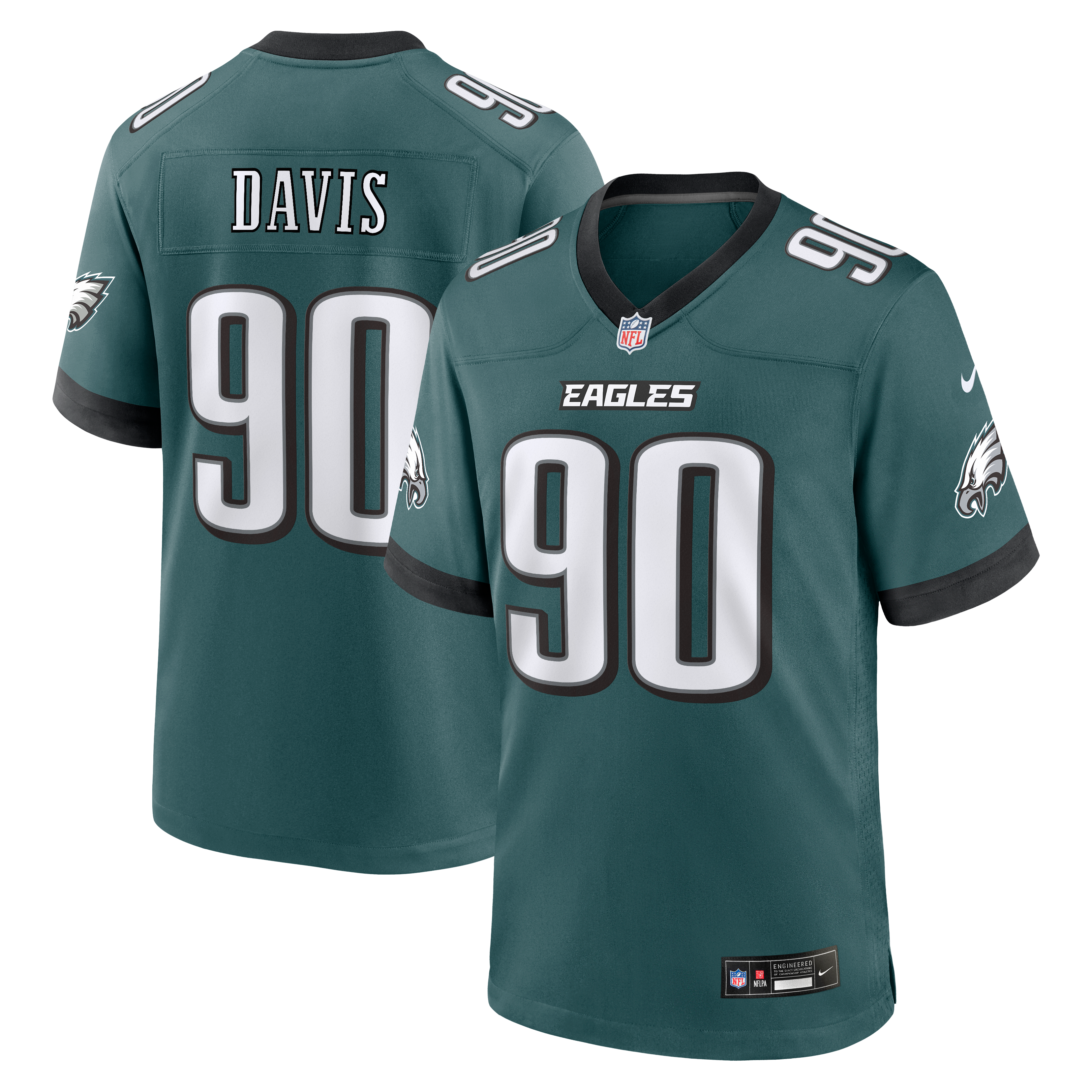 Men's Philadelphia Eagles Jordan Davis Nike Midnight Green Team Game Jersey