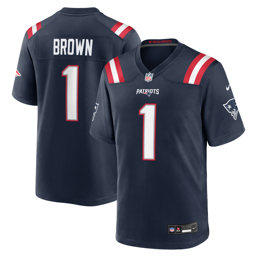Men's New England Patriots Aj Brown Nike Navy Team Game Jersey