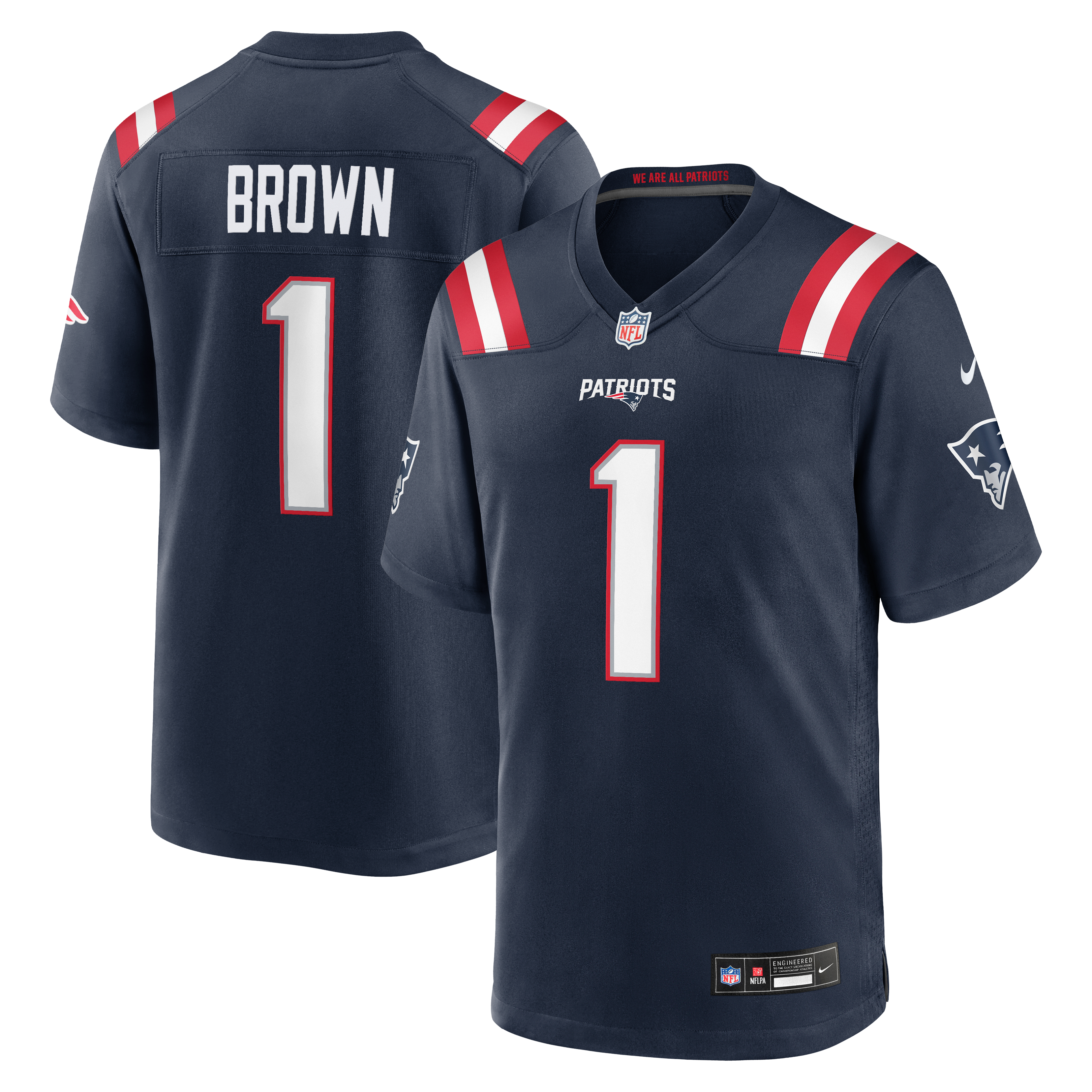 Men's New England Patriots Aj Brown Nike Navy Team Game Jersey