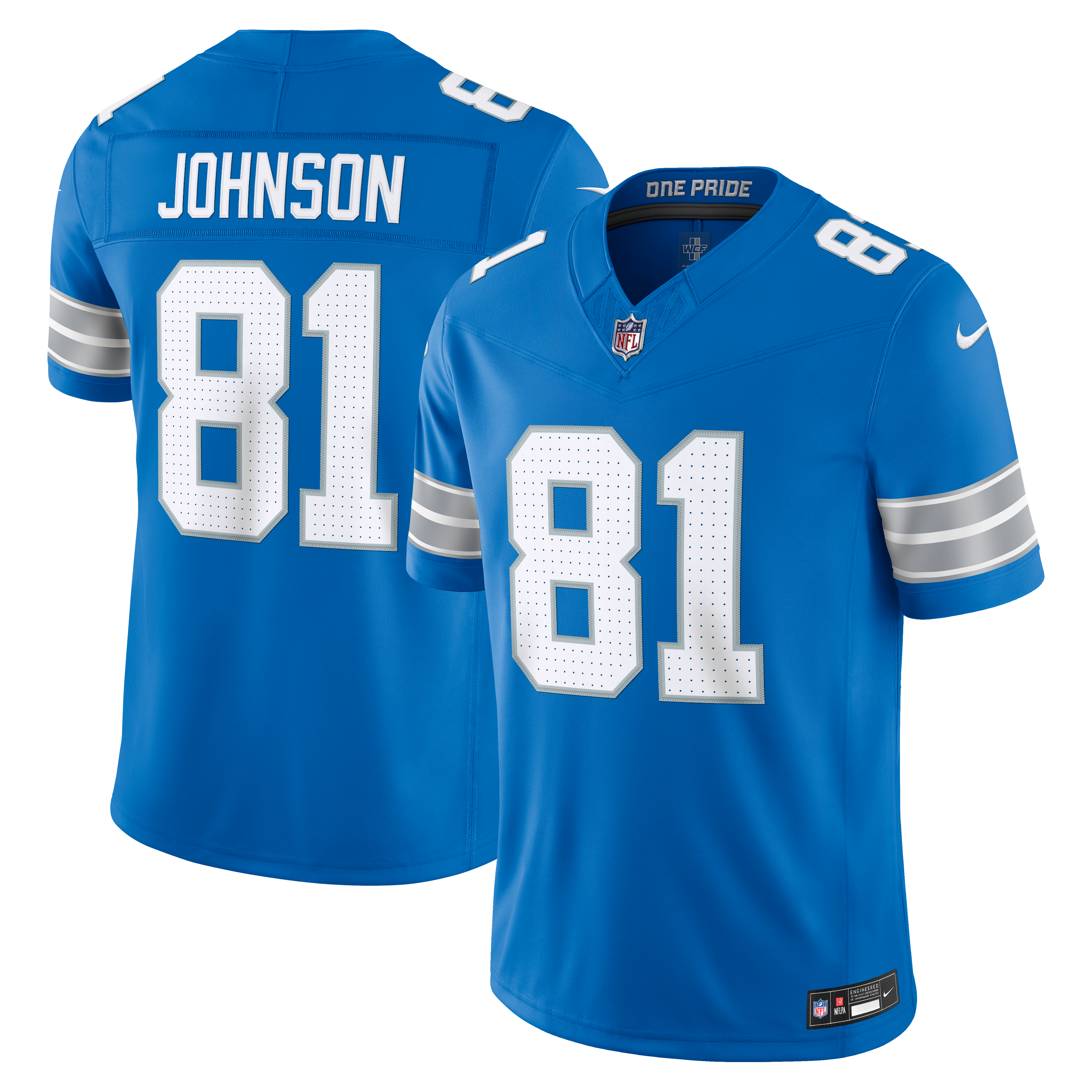 Men's Detroit Lions Calvin Johnson Nike Blue Vapor Fuse Stitched Retired Limited Jersey