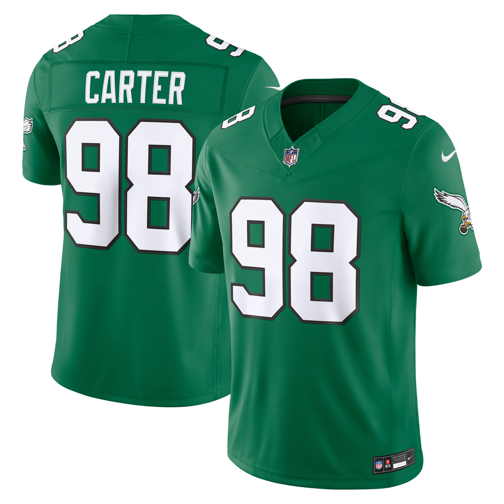 Men's Philadelphia Eagles Jalen Carter Nike Kelly Green Alternate Vapor Fuse Stitched Limited Jersey