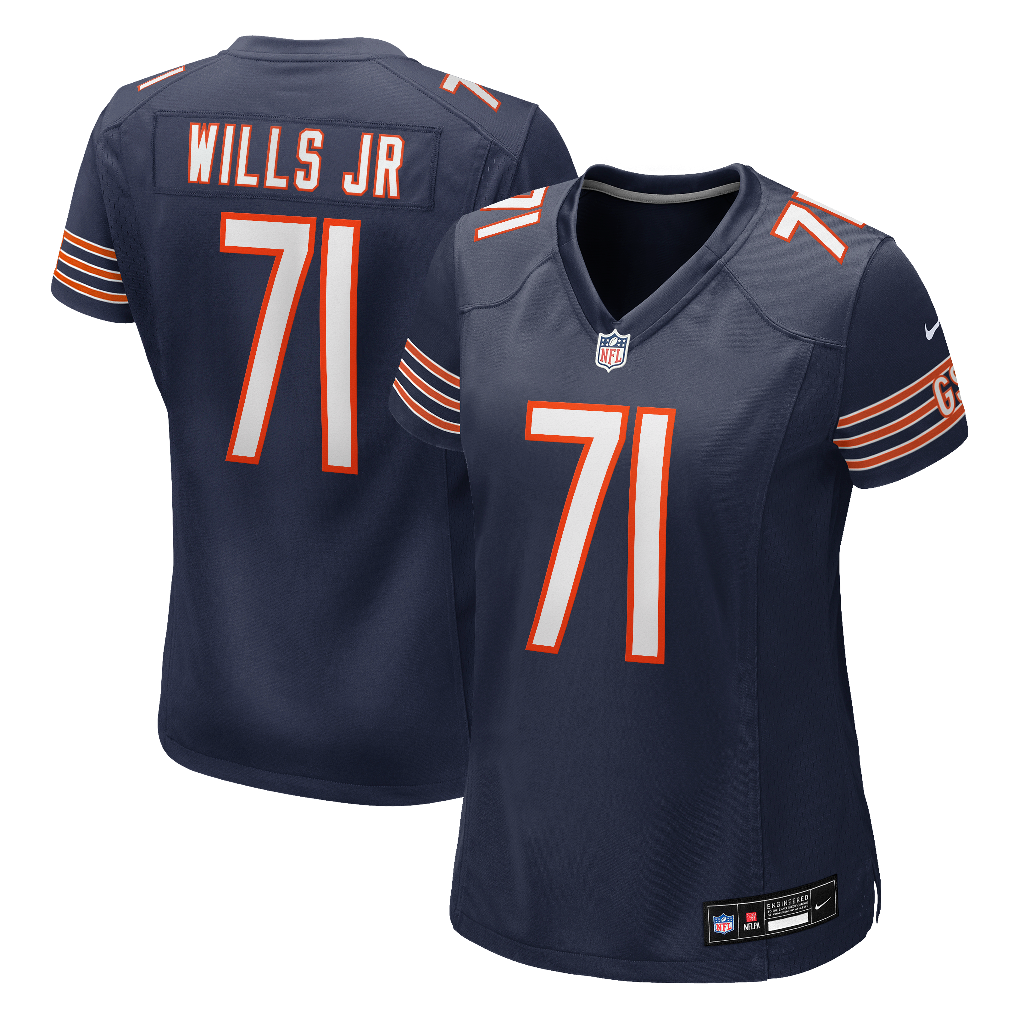 Women's Chicago Bears Jedrick Wills Jr Nike Navy Team Game Jersey