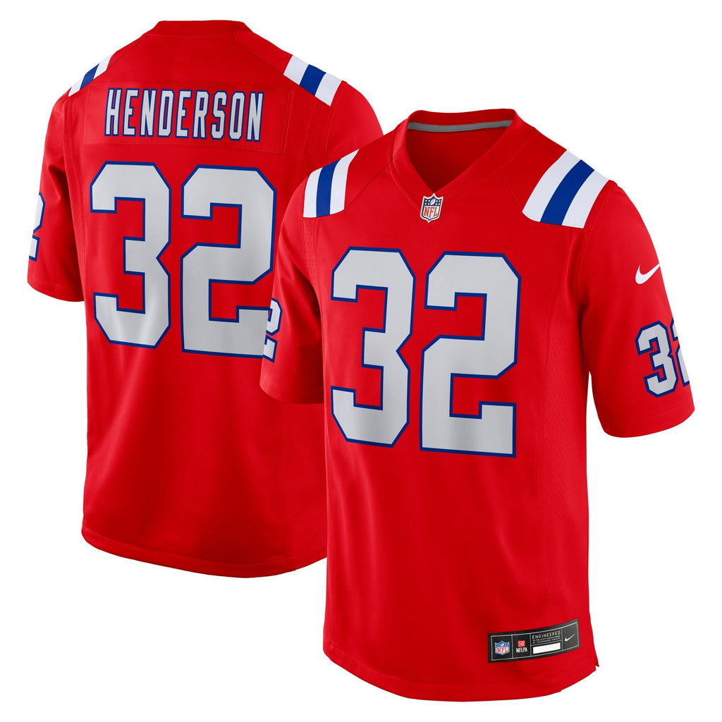 Men's New England Patriots Treveyon Henderson Nike Red Alternate Game Player Jersey