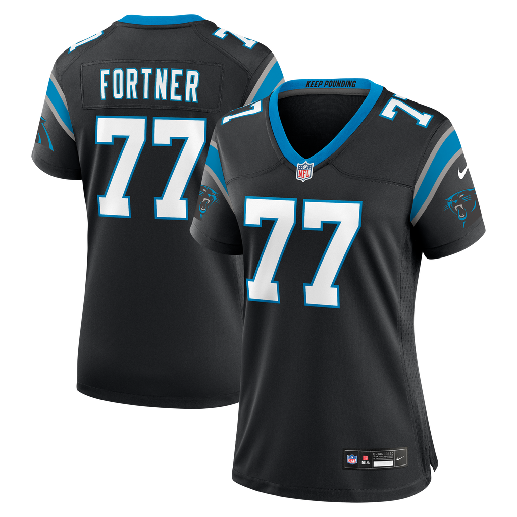 Women's Carolina Panthers Luke Fortner Nike Black Team Game Jersey