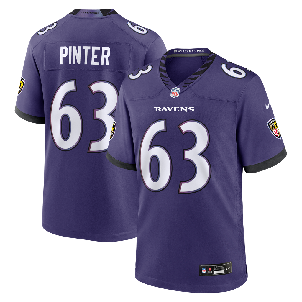 Men's Baltimore Ravens Danny Pinter Nike Purple Team Game Jersey