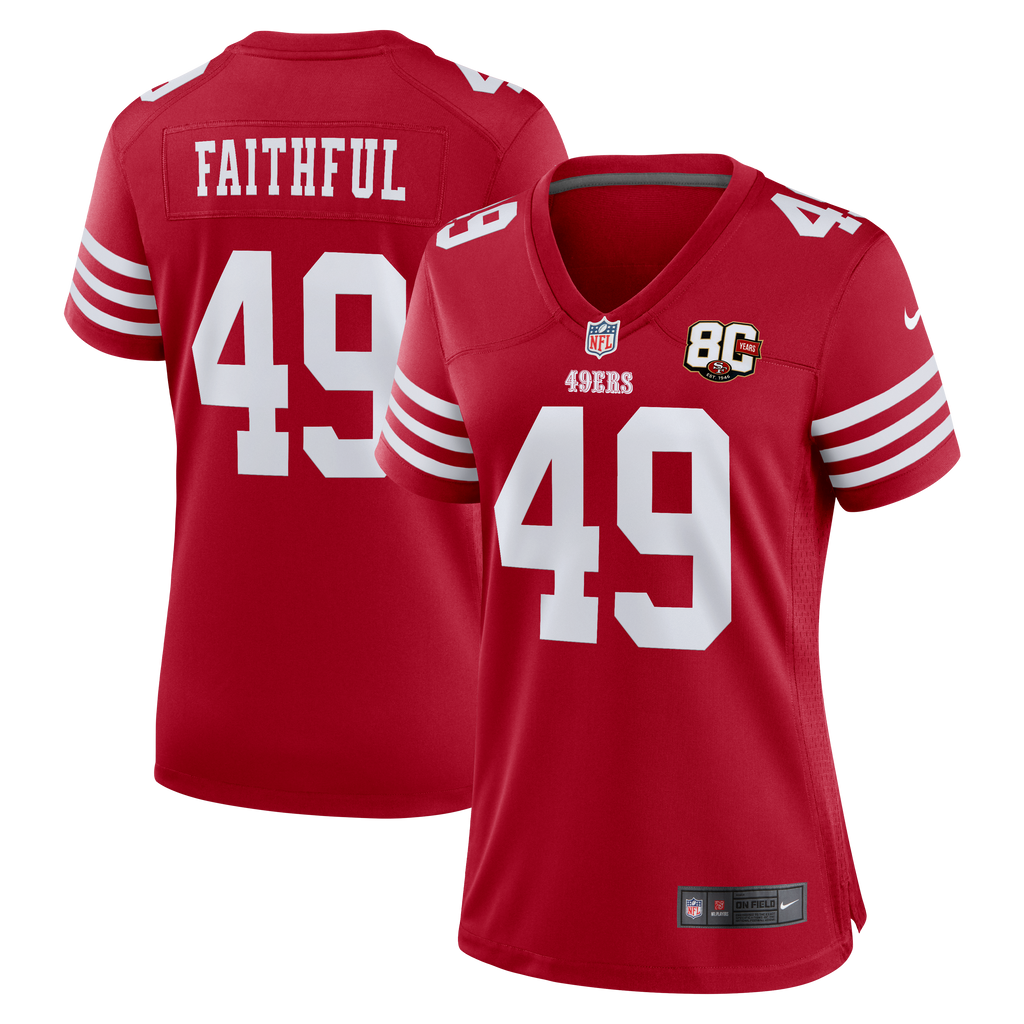 Women's San Francisco 49Ers The Faithful Nike Scarlet 80Th Anniversary Game Jersey
