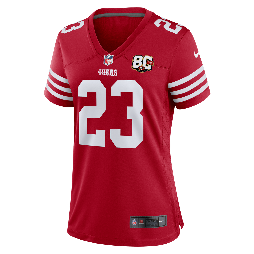 Women's San Francisco 49Ers Christian Mccaffrey Nike Scarlet 80Th Anniversary Game Jersey