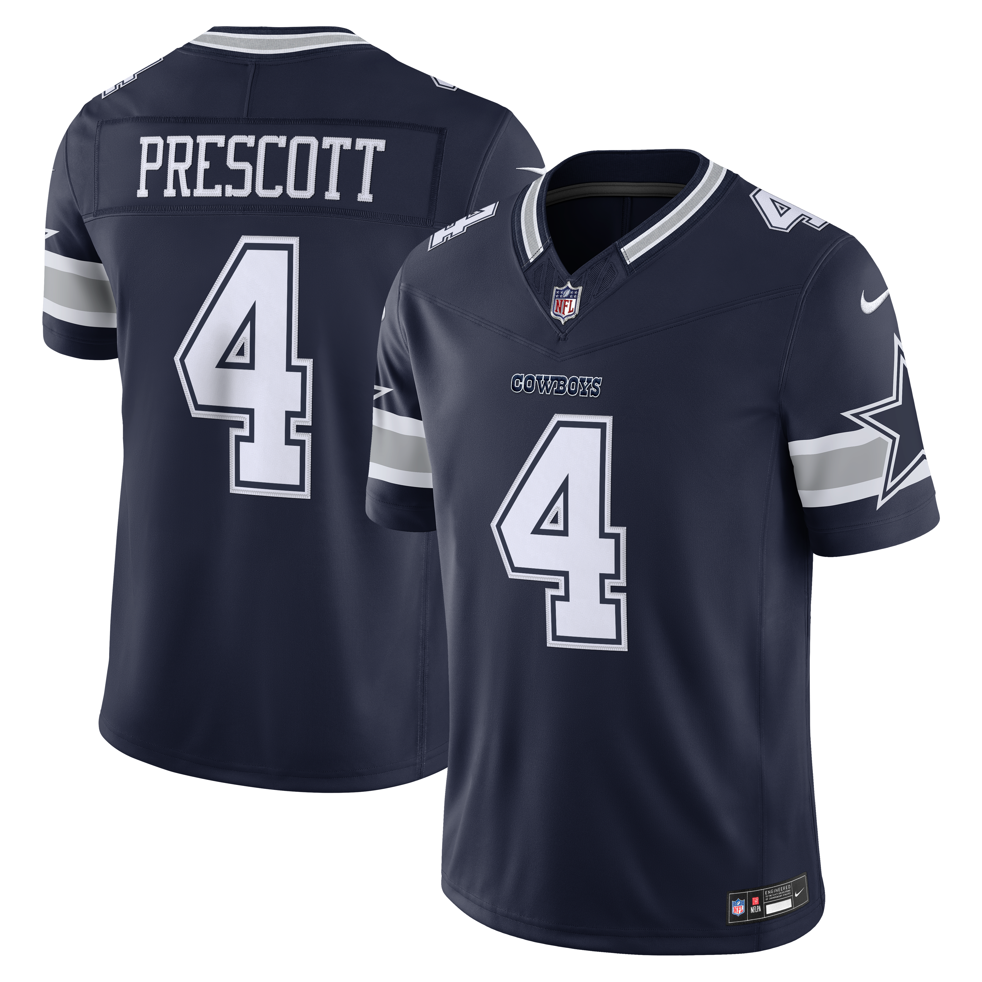 Men's Dallas Cowboys Dak Prescott Nike Navy Team Vapor Fuse Stitched Limited Jersey