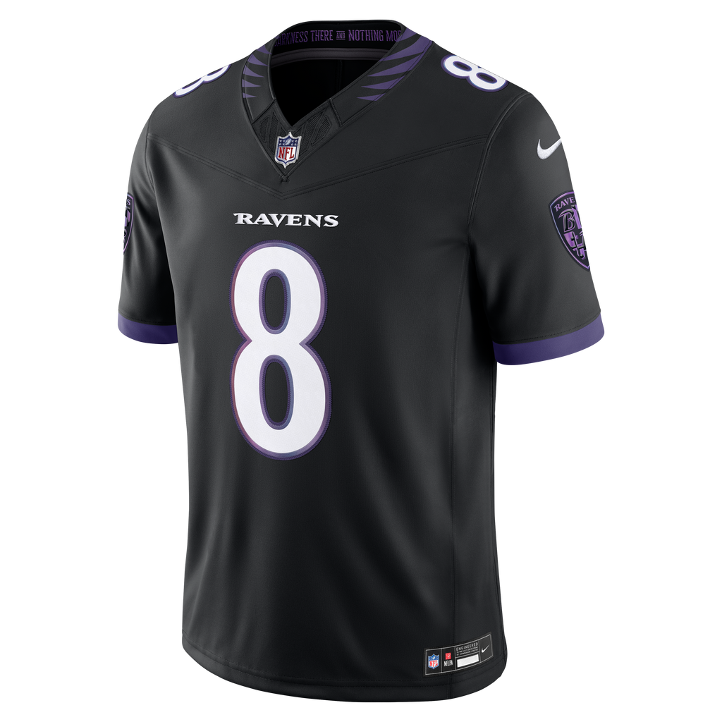 Men's Baltimore Ravens Lamar Jackson Nike Black Alternate Alternate Vapor Fuse Stitched Limited Jersey