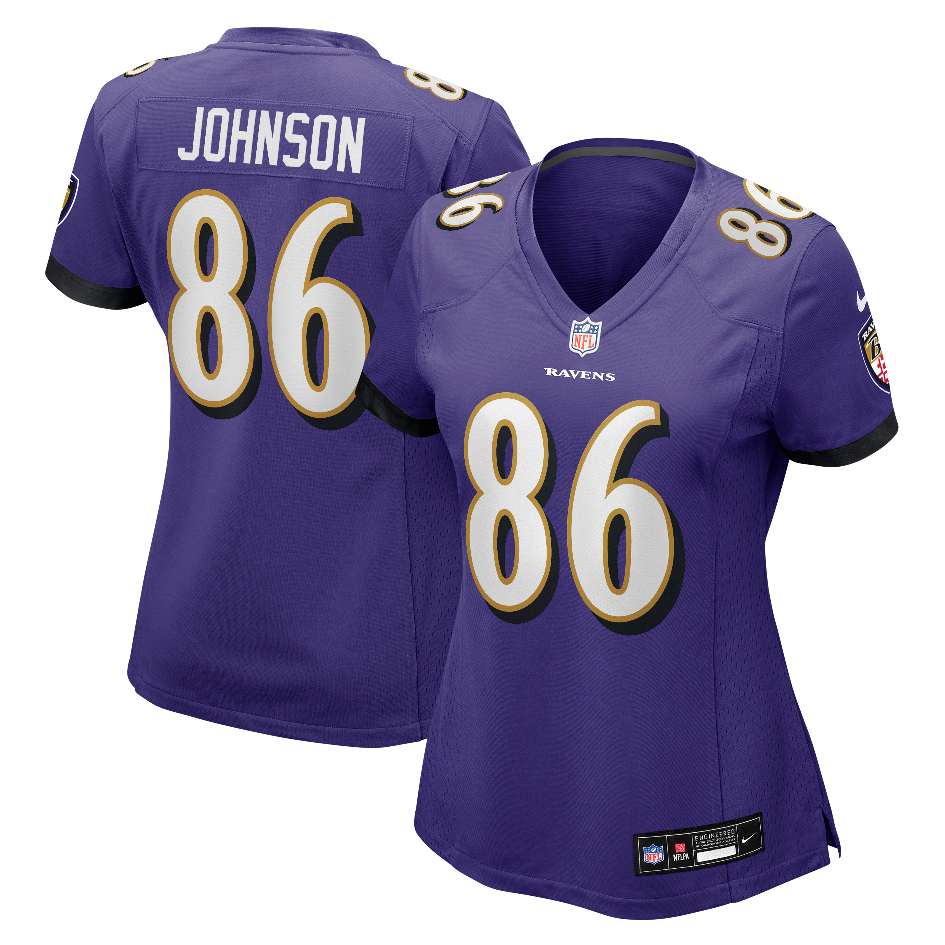 Women's Baltimore Ravens Cornelius Johnson Nike Purple Team Game Jersey