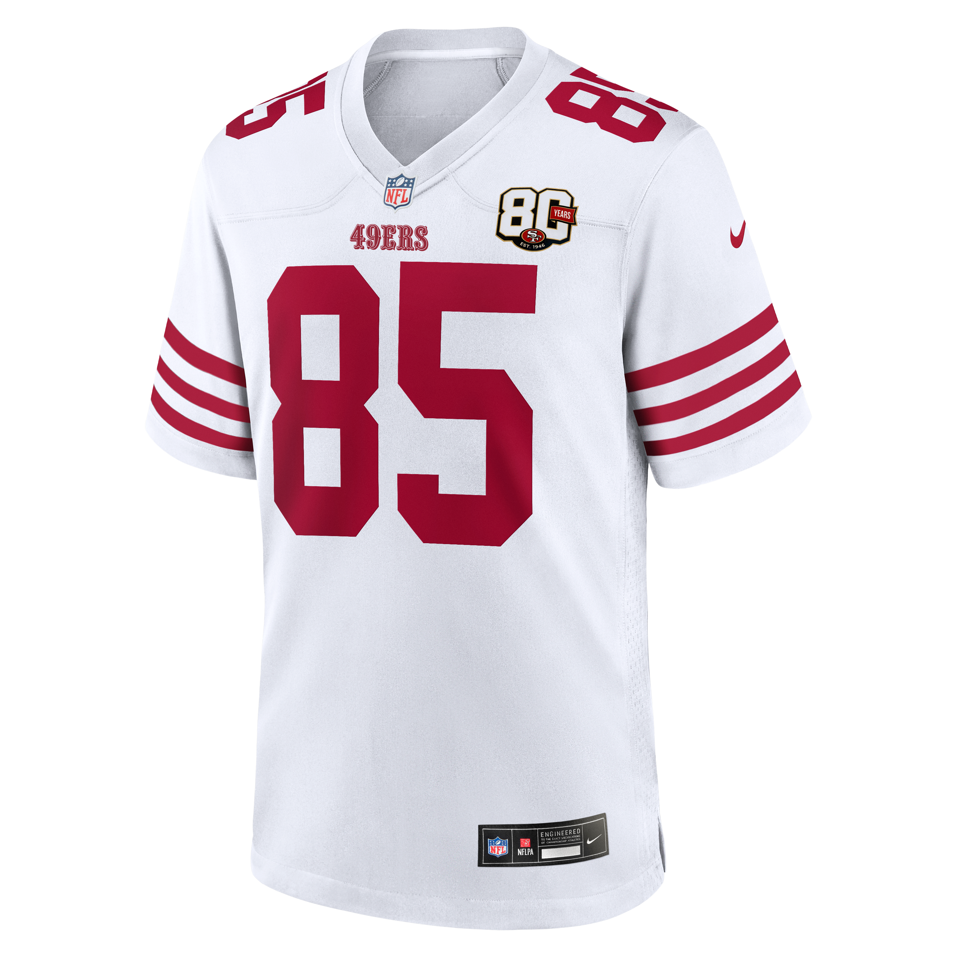 Men's San Francisco 49Ers George Kittle Nike White 80Th Anniversary Game Jersey
