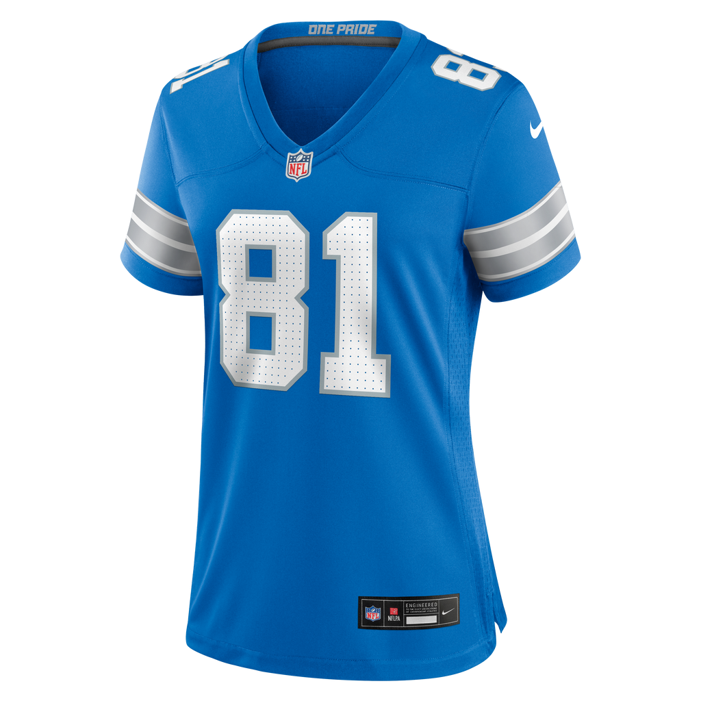 Women's Detroit Lions Calvin Johnson Nike Blue Team Retired Game Jersey