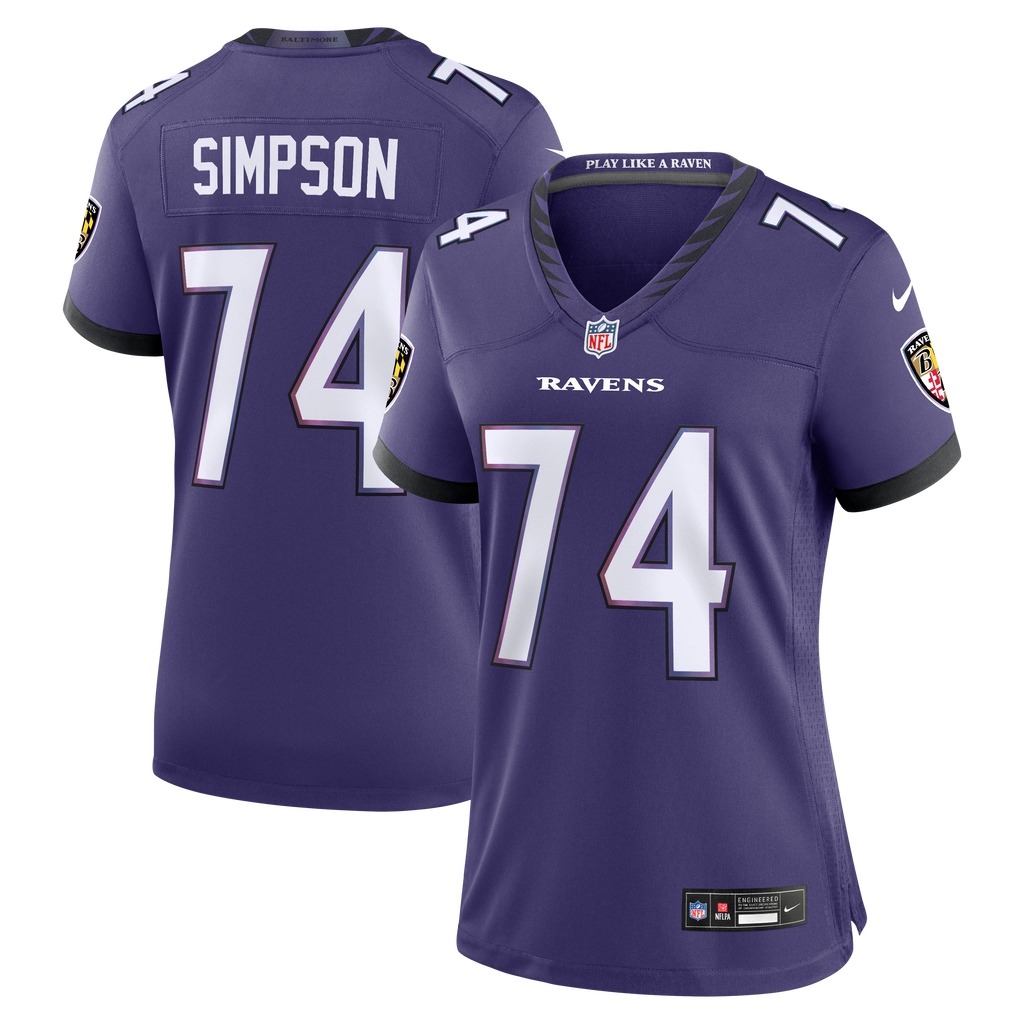 Women's Baltimore Ravens John Simpson Nike Purple Team Game Jersey