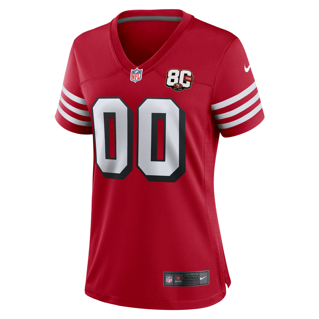 Women's San Francisco 49Ers Nike Scarlet 80Th Anniversary Alternate Custom Game Jersey