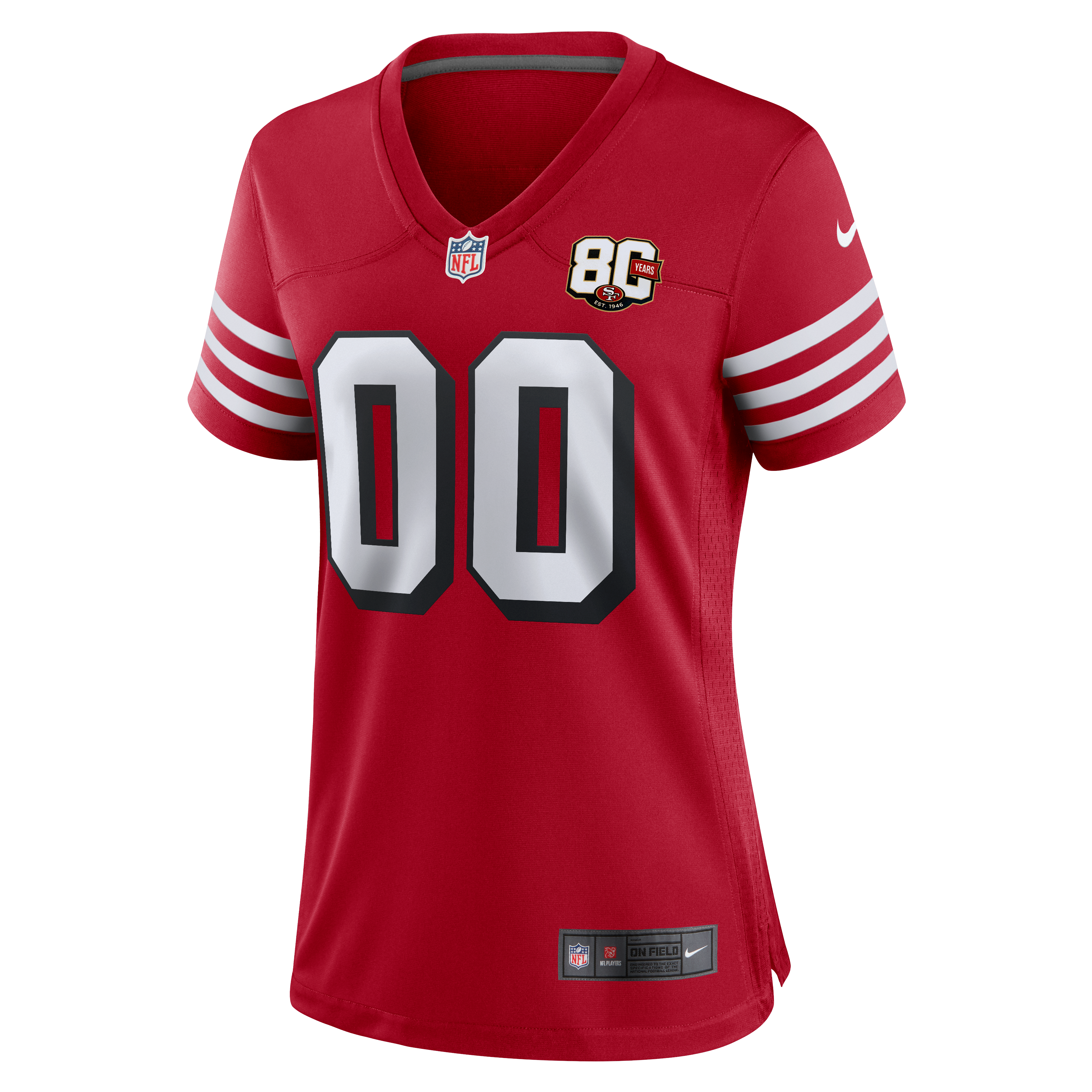 Women's San Francisco 49Ers Nike Scarlet 80Th Anniversary Alternate Custom Game Jersey
