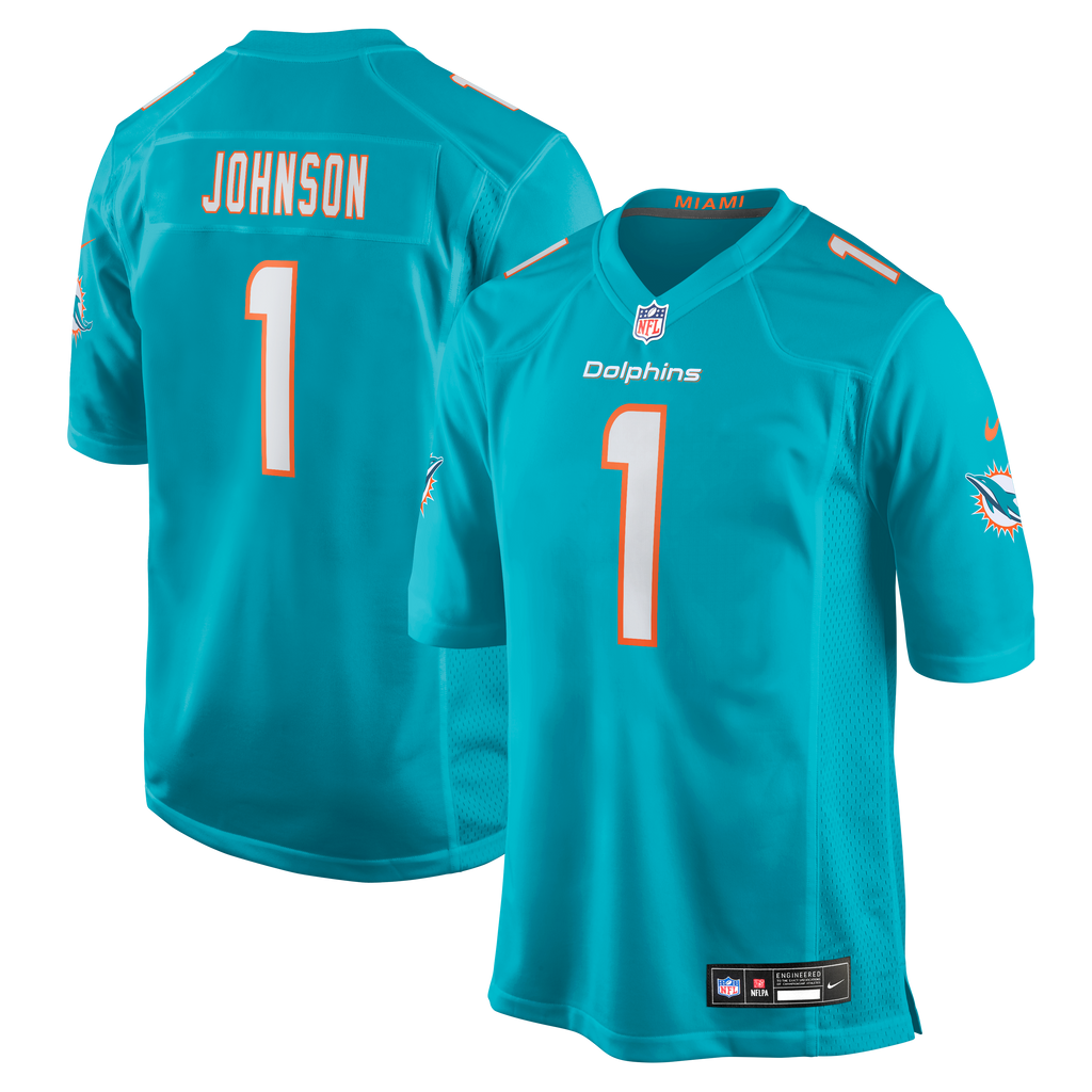 Men's Miami Dolphins Chris Johnson Nike Aqua 2026 Nfl Draft First Round Pick No 27 Team Game Jersey