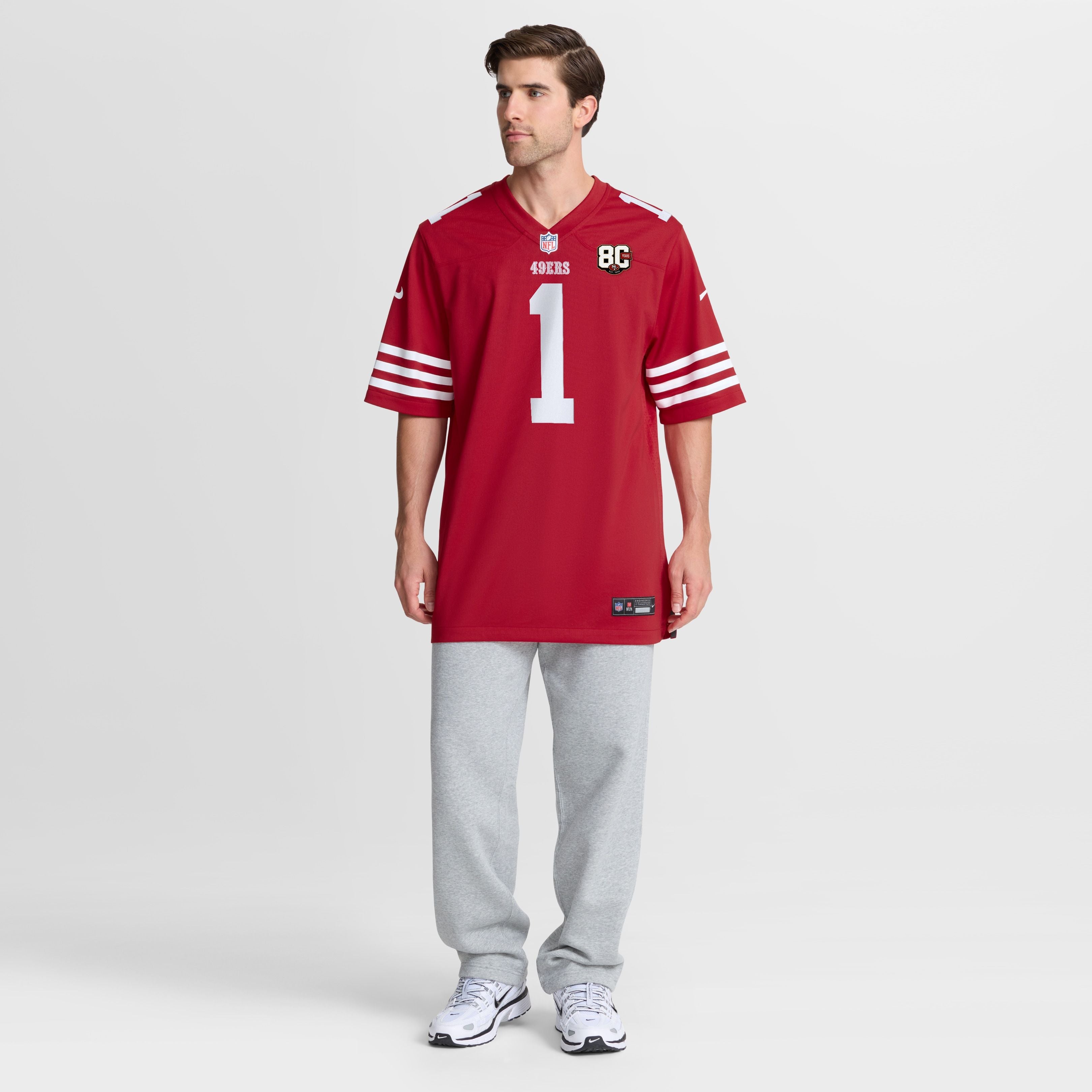 Men's San Francisco 49Ers Ricky Pearsall Nike Scarlet 80Th Anniversary Game Jersey