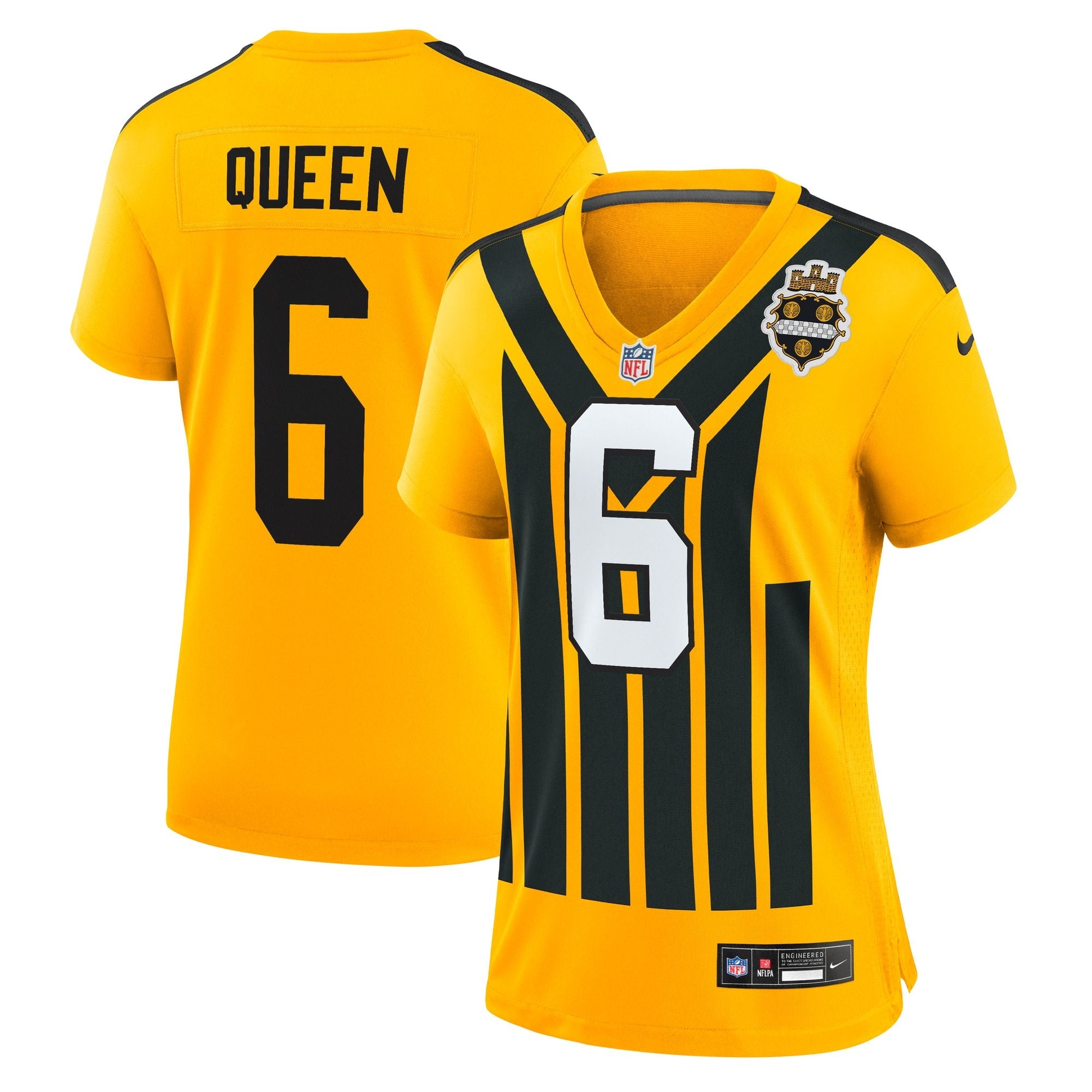 Women's Pittsburgh Steelers Patrick Queen Nike Gold Alternate 1933 Throwback Game Jersey