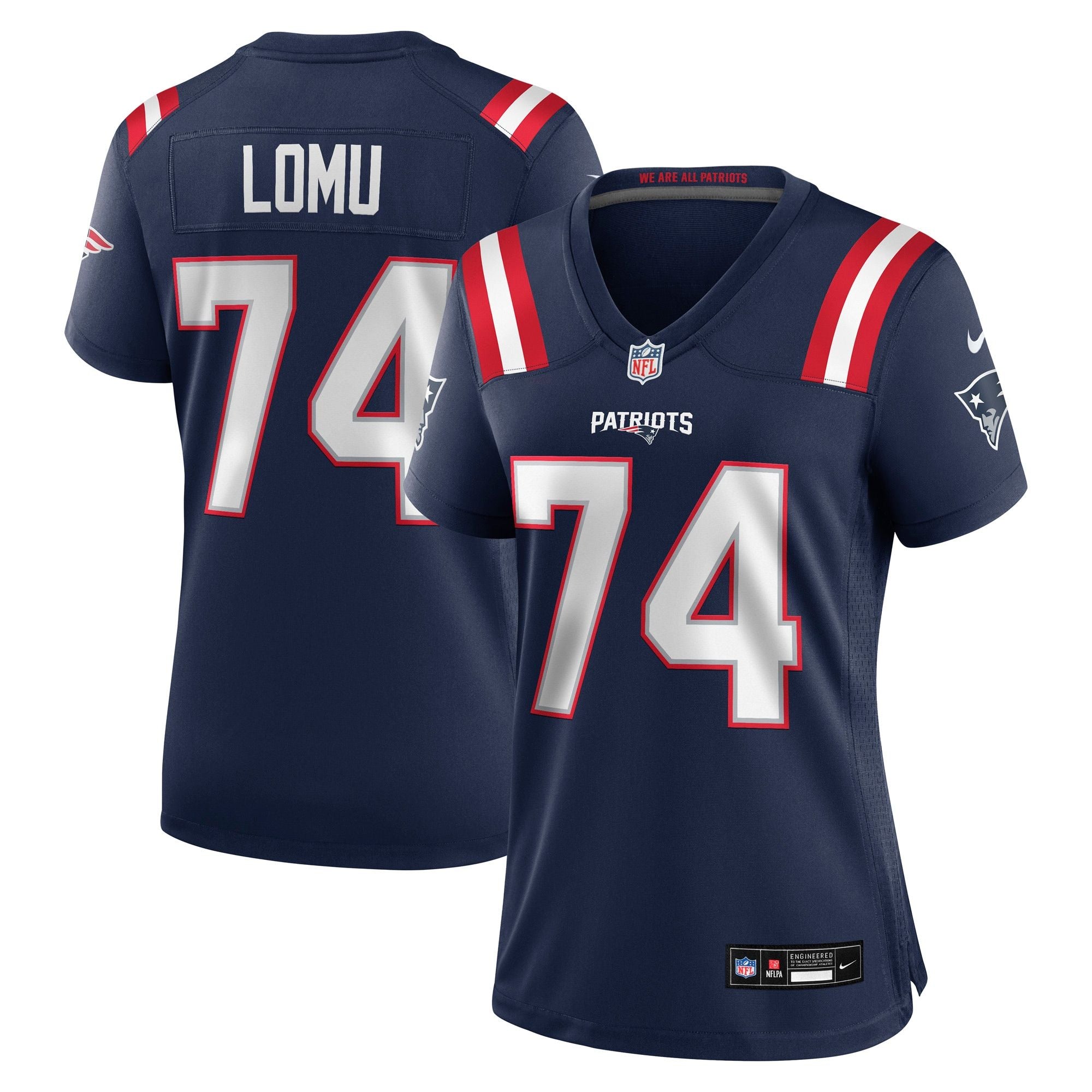 Women's New England Patriots Caleb Lomu Nike Navy Team Game Jersey