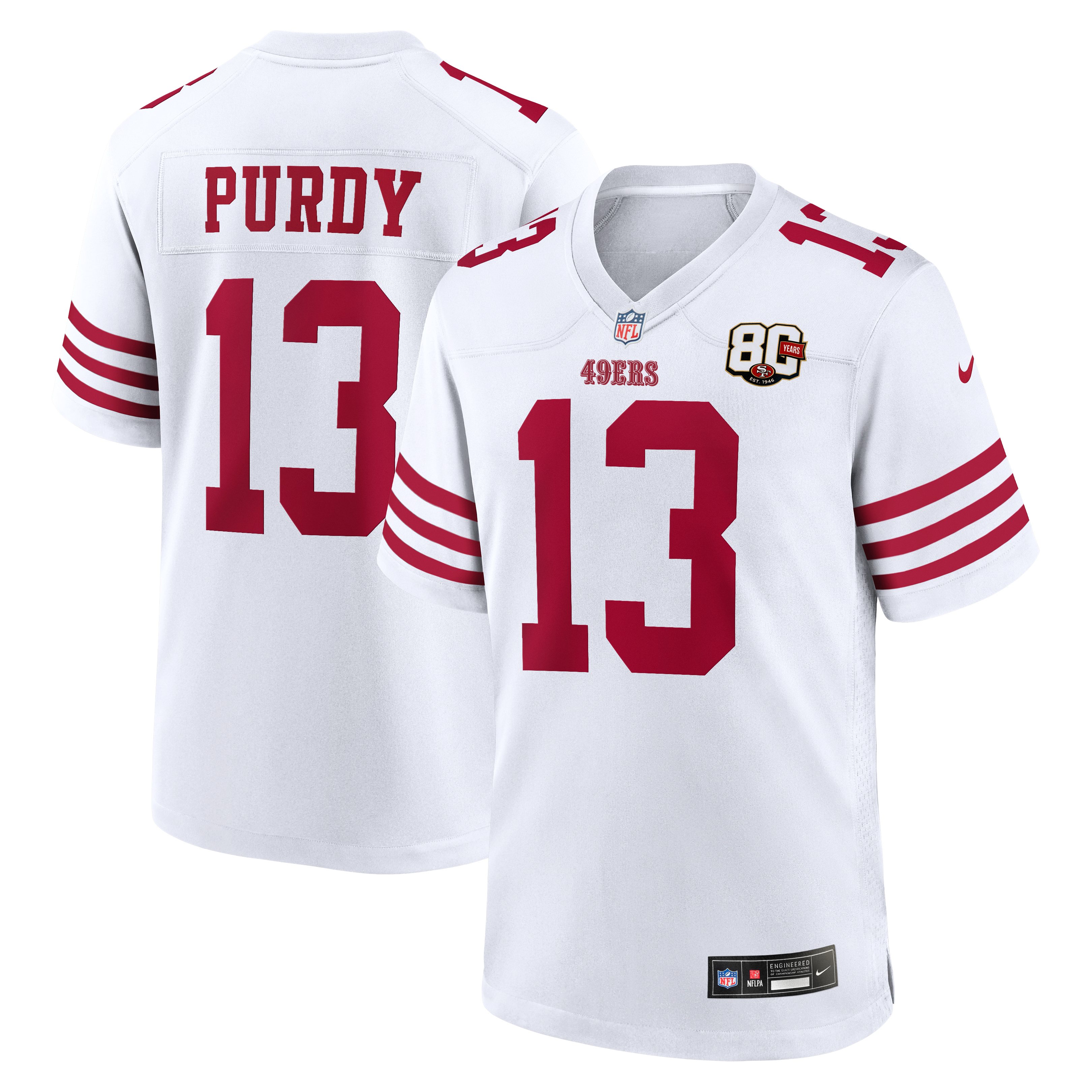 Men's San Francisco 49Ers Brock Purdy Nike White 80Th Anniversary Game Jersey
