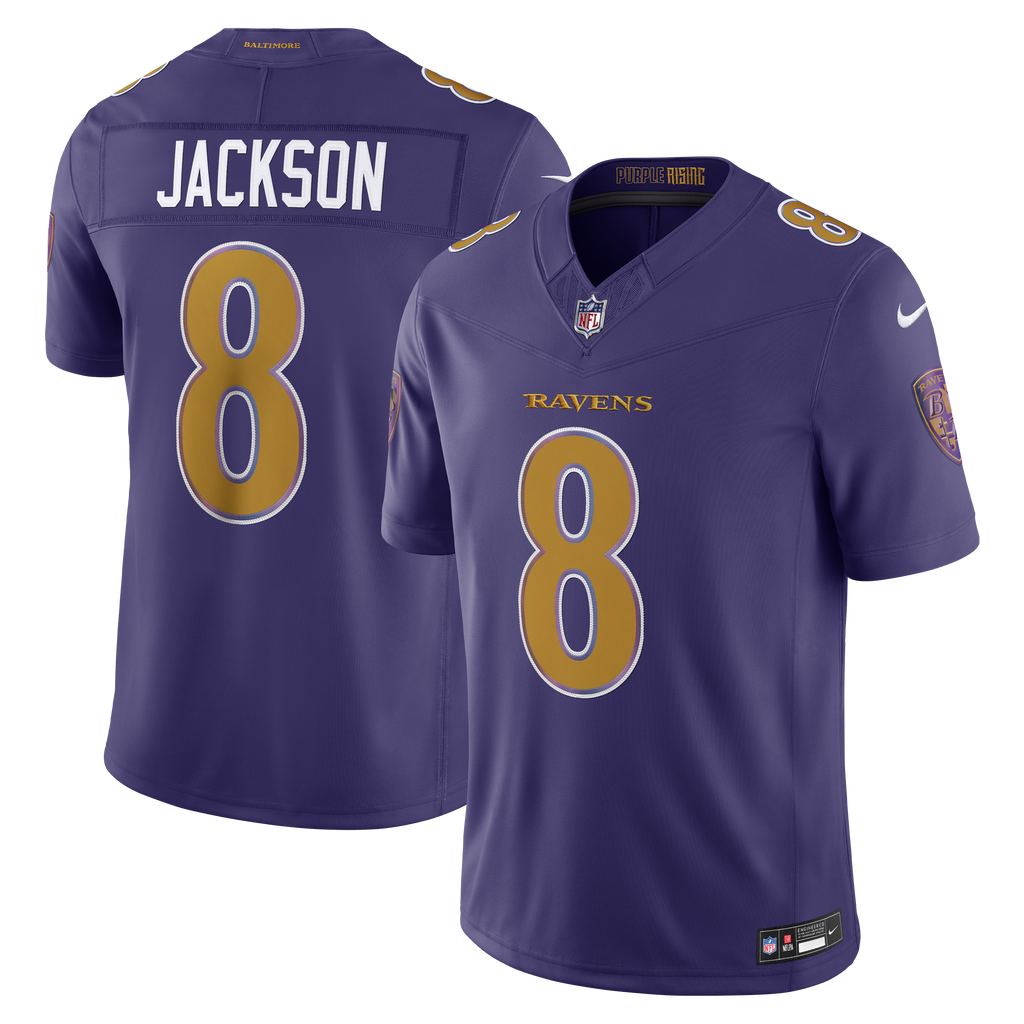 Men's Baltimore Ravens Lamar Jackson Nike Purple Alternate Vapor Fuse Stitched Limited Jersey