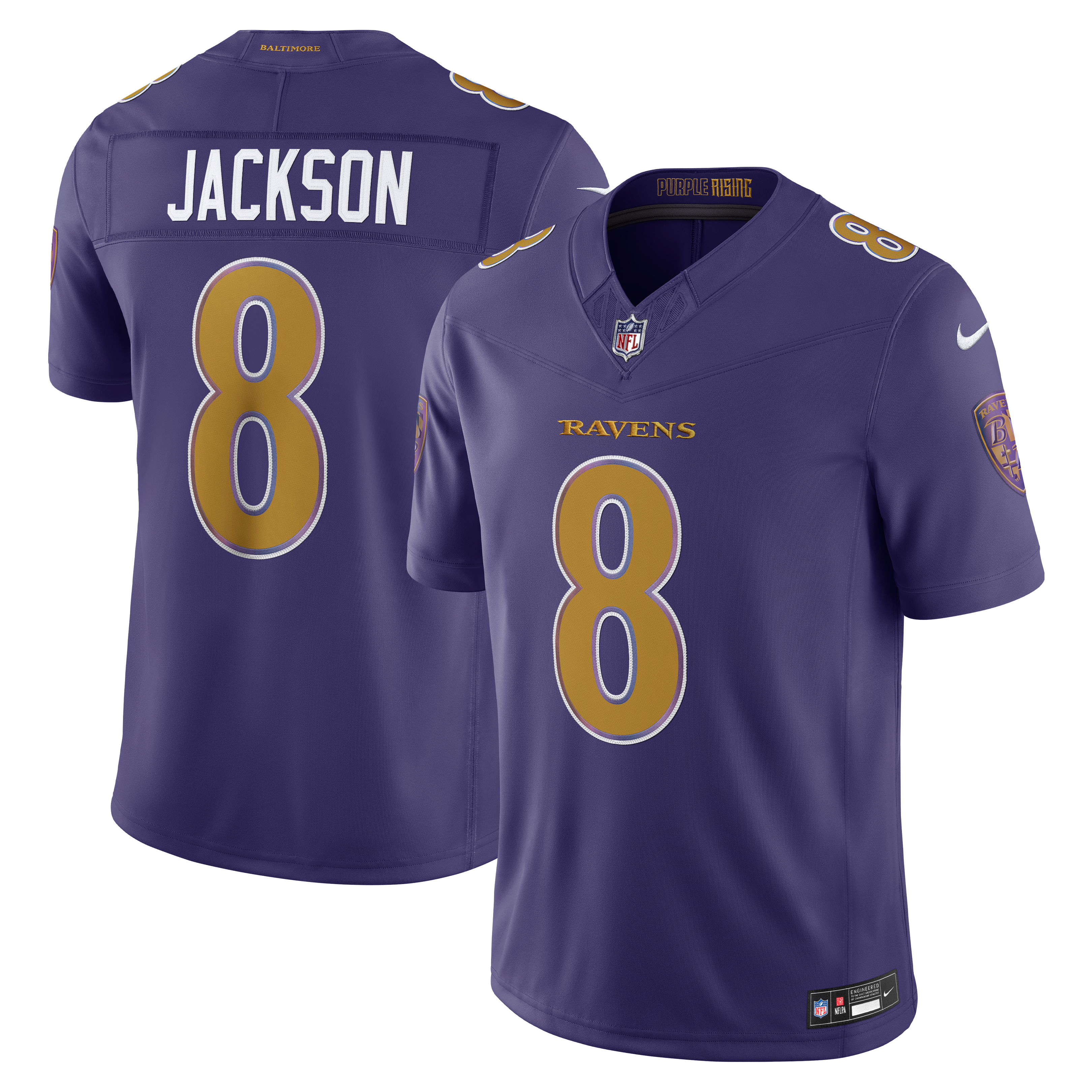 Men's Baltimore Ravens Lamar Jackson Nike Purple Alternate Vapor Fuse Stitched Limited Jersey
