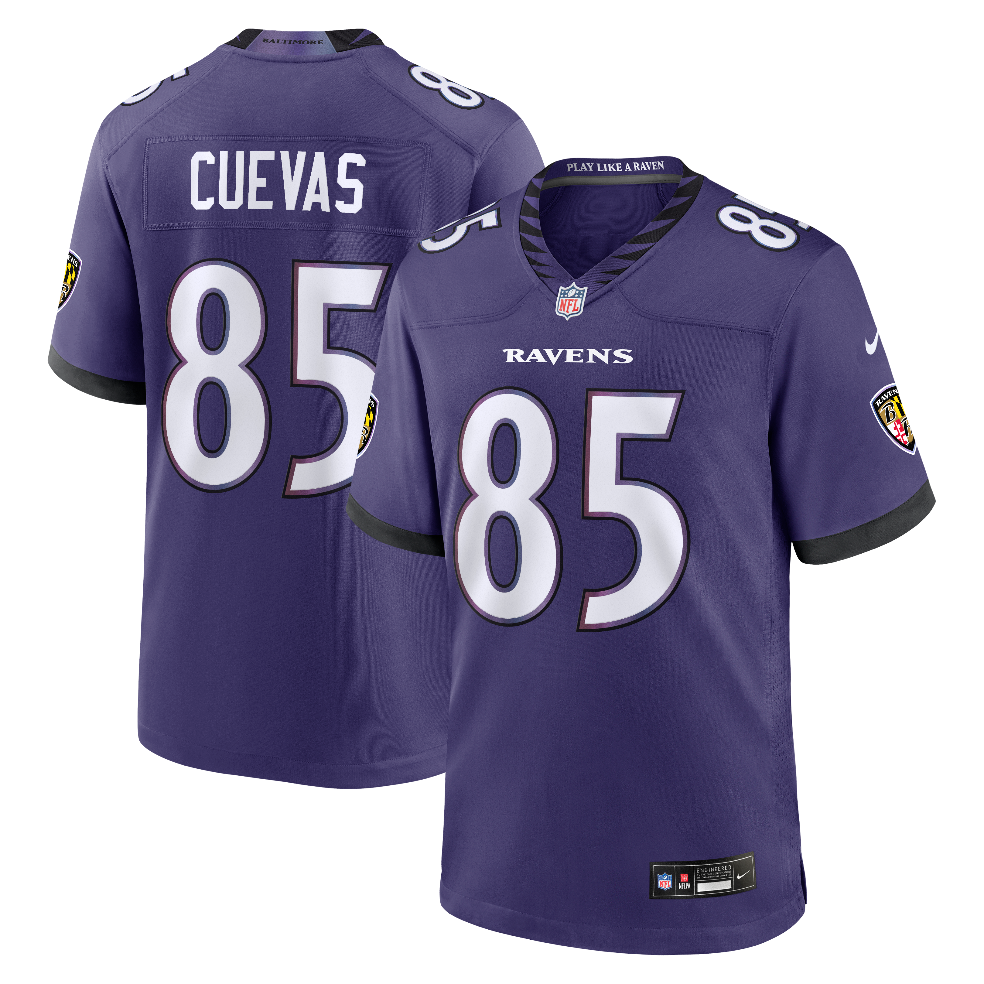 Men's Baltimore Ravens Josh Cuevas Nike Purple Team Game Jersey