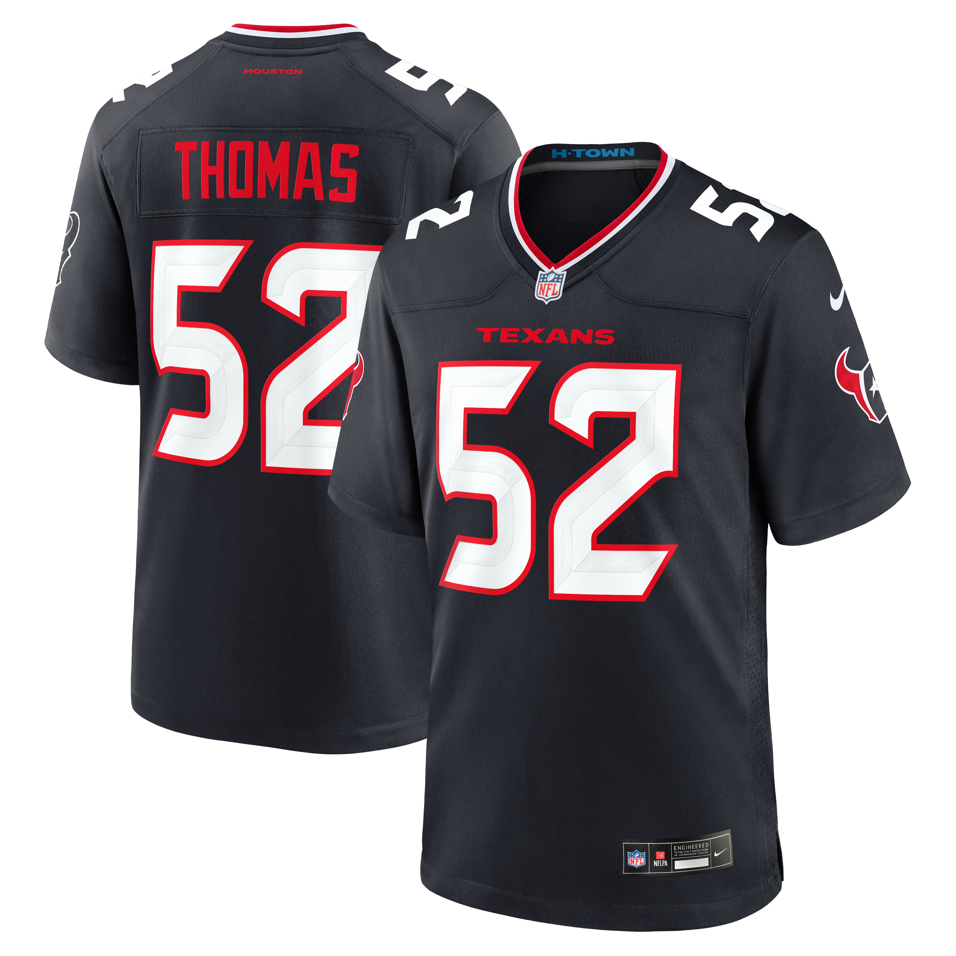 Men's Houston Texans Xavier Thomas Nike Navy Team Game Jersey