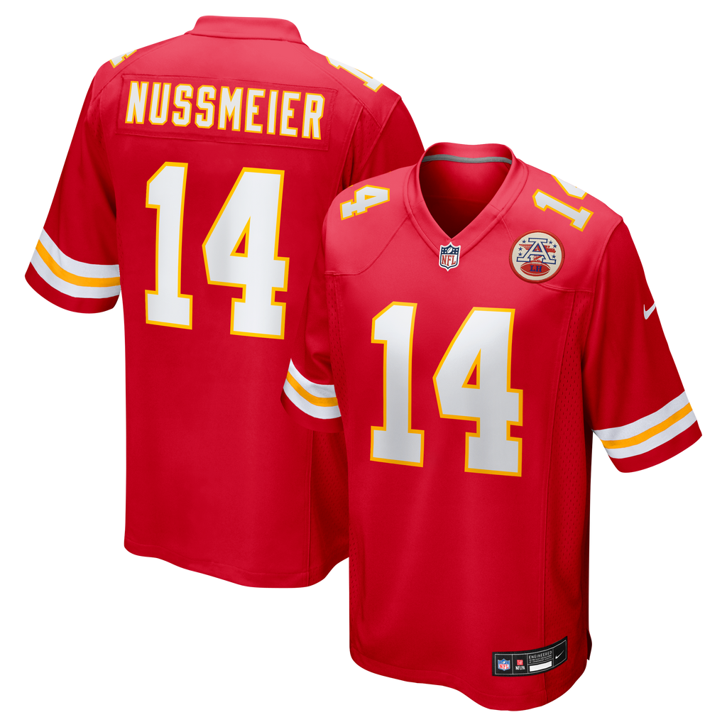 Men's Kansas City Chiefs Garrett Nussmeier Nike Red Game Jersey