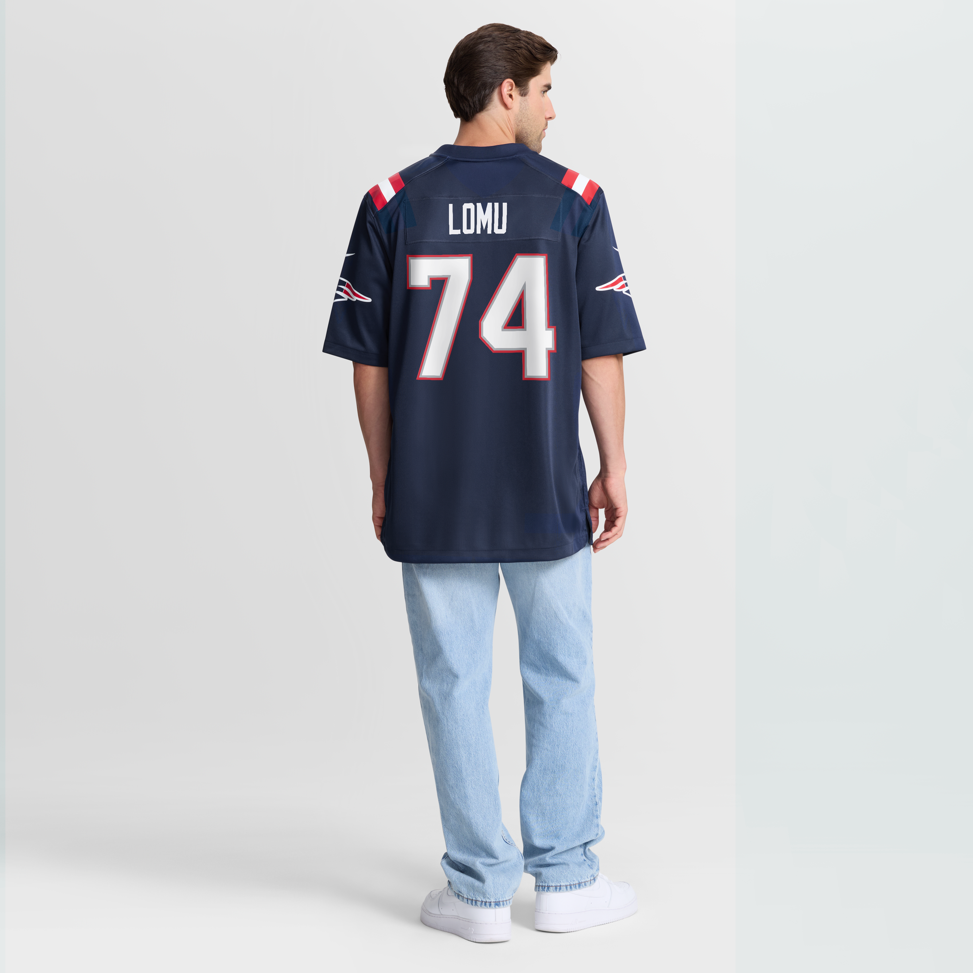 Men's New England Patriots Caleb Lomu Nike Navy 2026 Nfl Draft First Round Pick No 28 Team Game Jersey