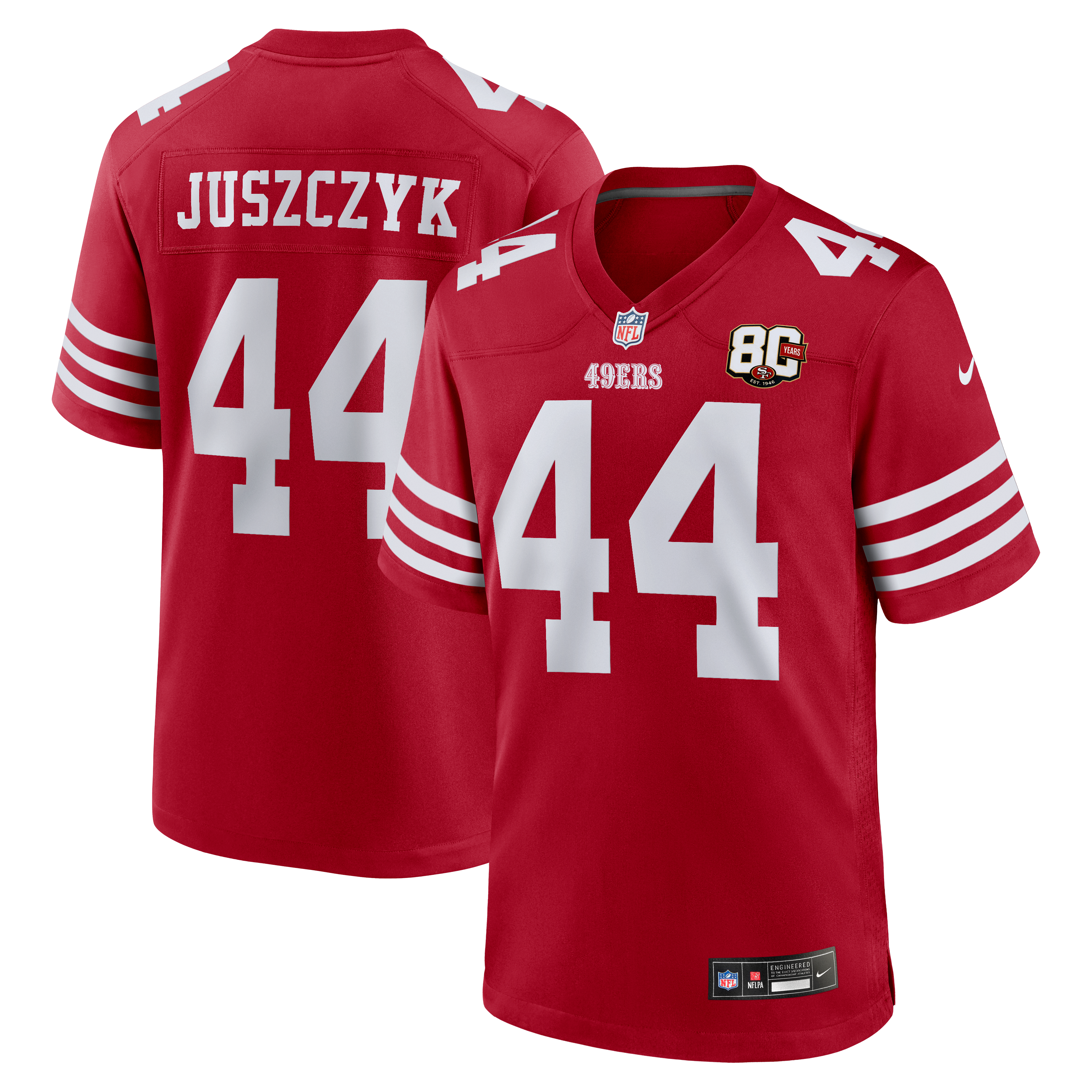 Men's San Francisco 49Ers Kyle Juszczyk Nike Scarlet 80Th Anniversary Game Jersey