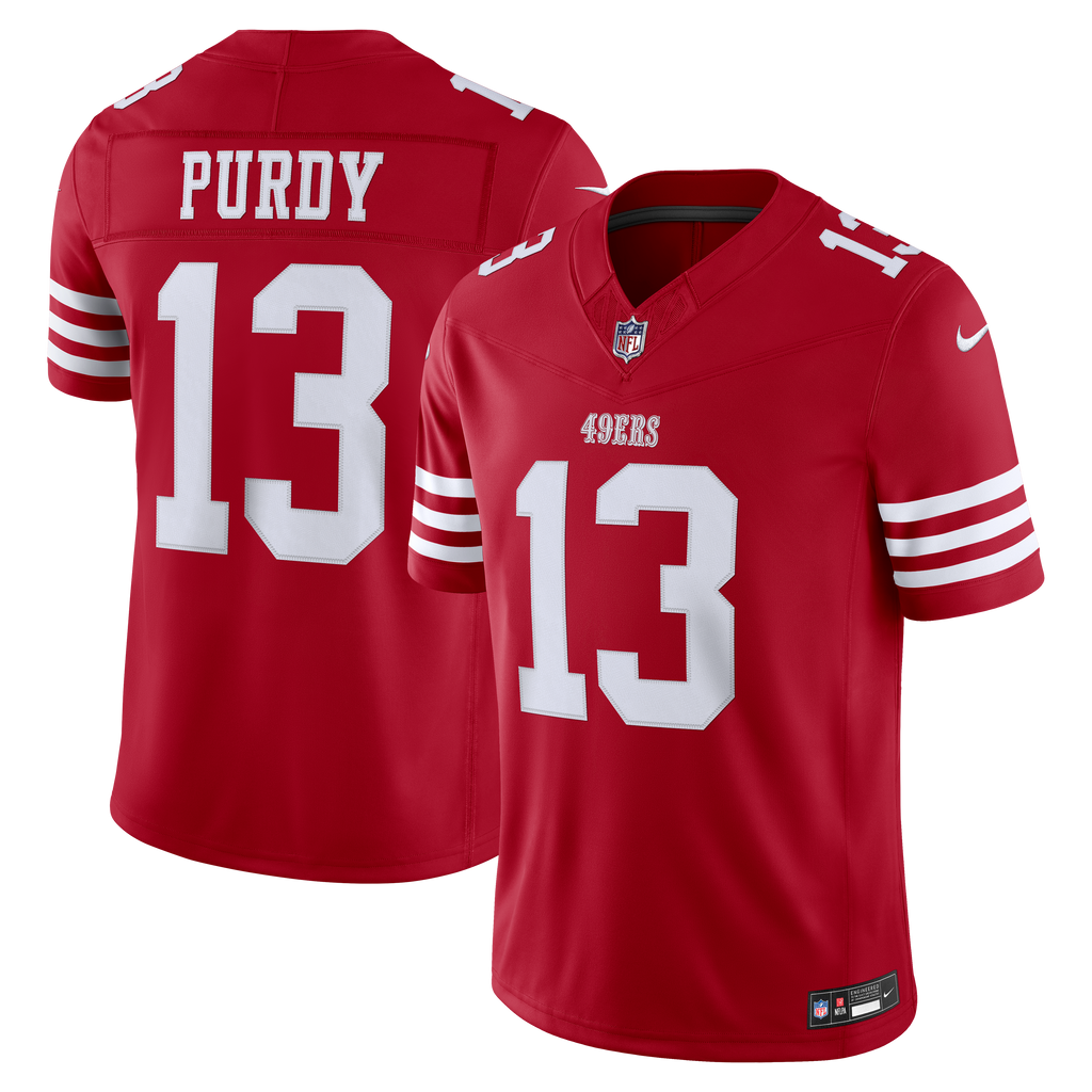 Men's San Francisco 49Ers Brock Purdy Nike Scarlet Team Vapor Fuse Stitched Limited Jersey