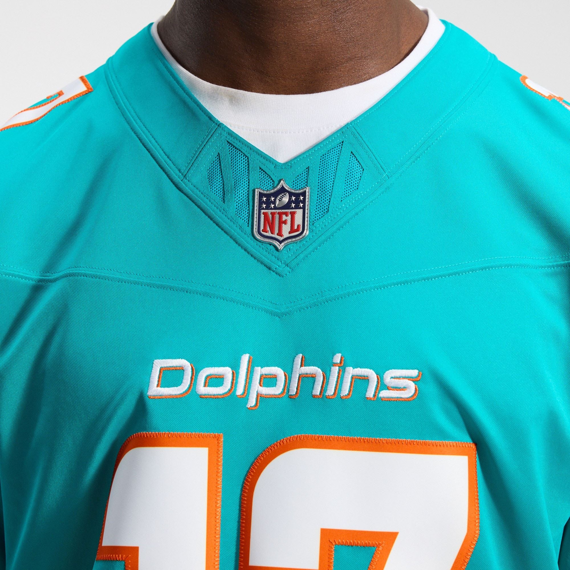 Men's Miami Dolphins Jaylen Waddle Nike Aqua Team Vapor Fuse Stitched Limited Jersey