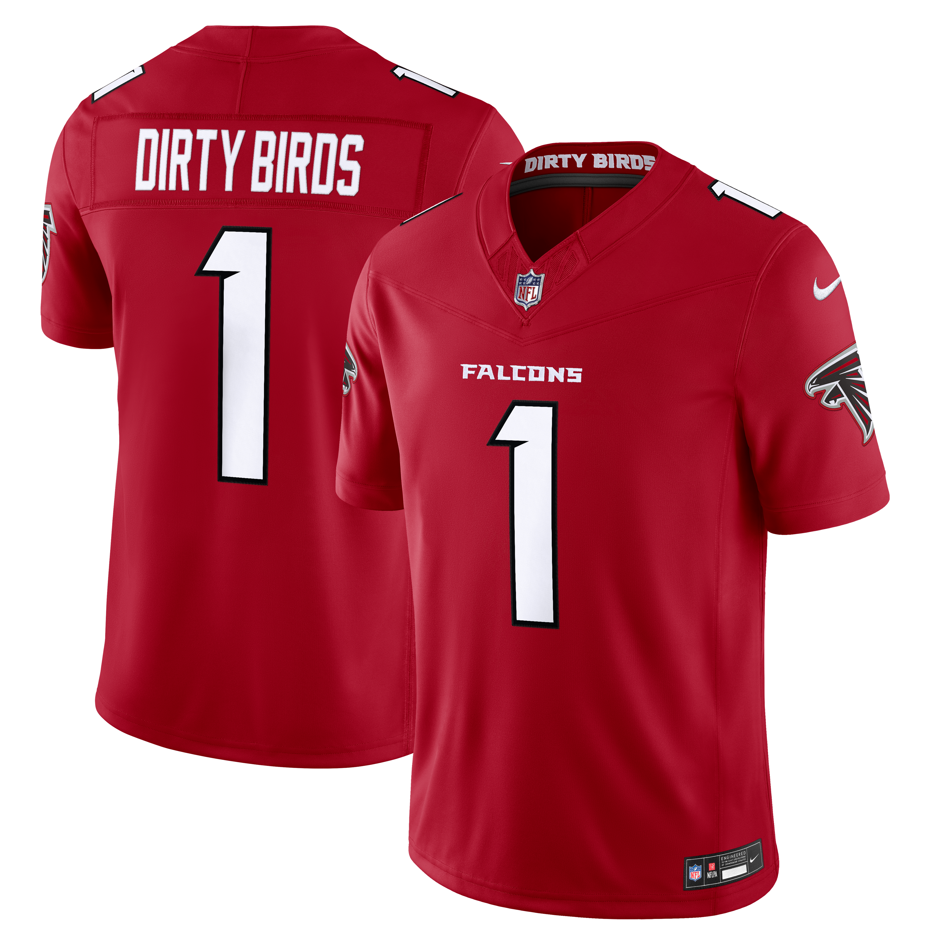 Men's Atlanta Falcons Dirty Birds Nike Red Team Vapor Fuse Stitched Limited Jersey