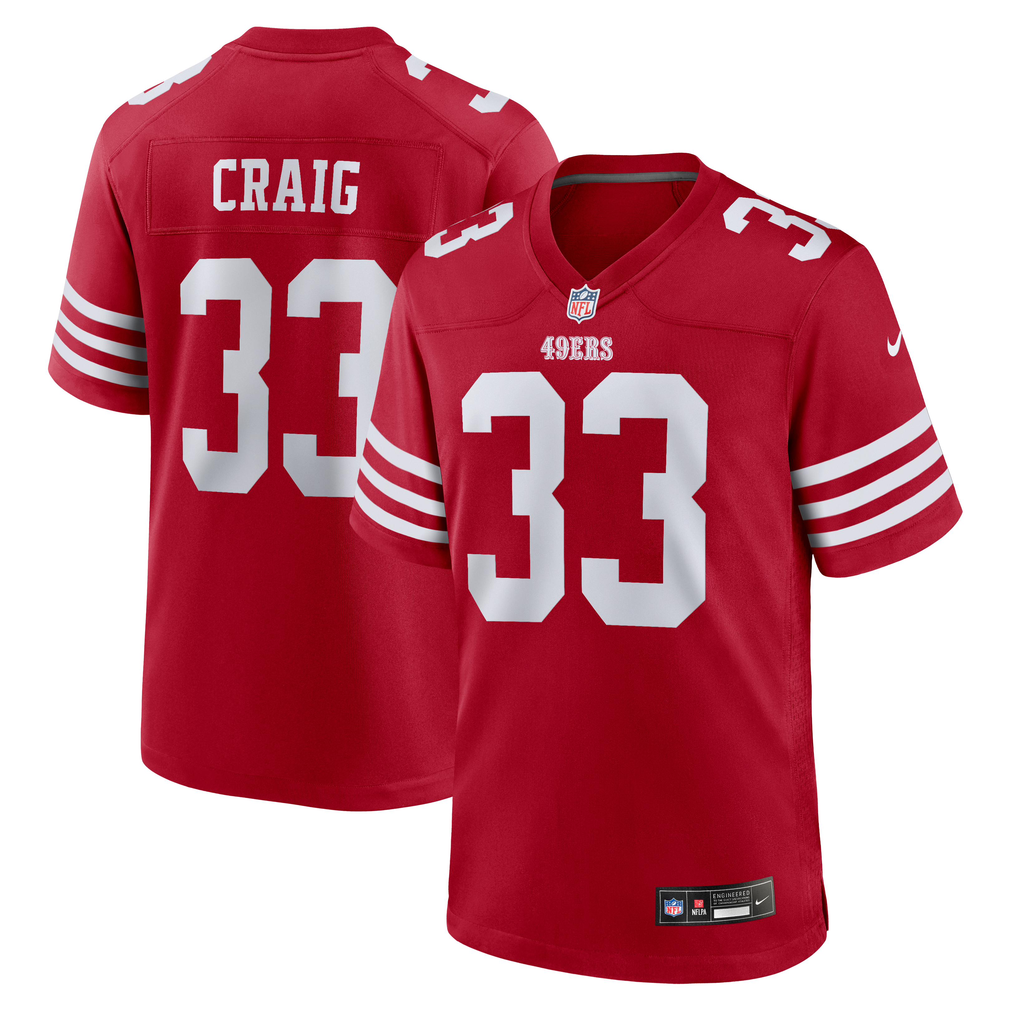 Men's San Francisco 49Ers Roger Craig Nike Scarlet Team Retired Game Jersey