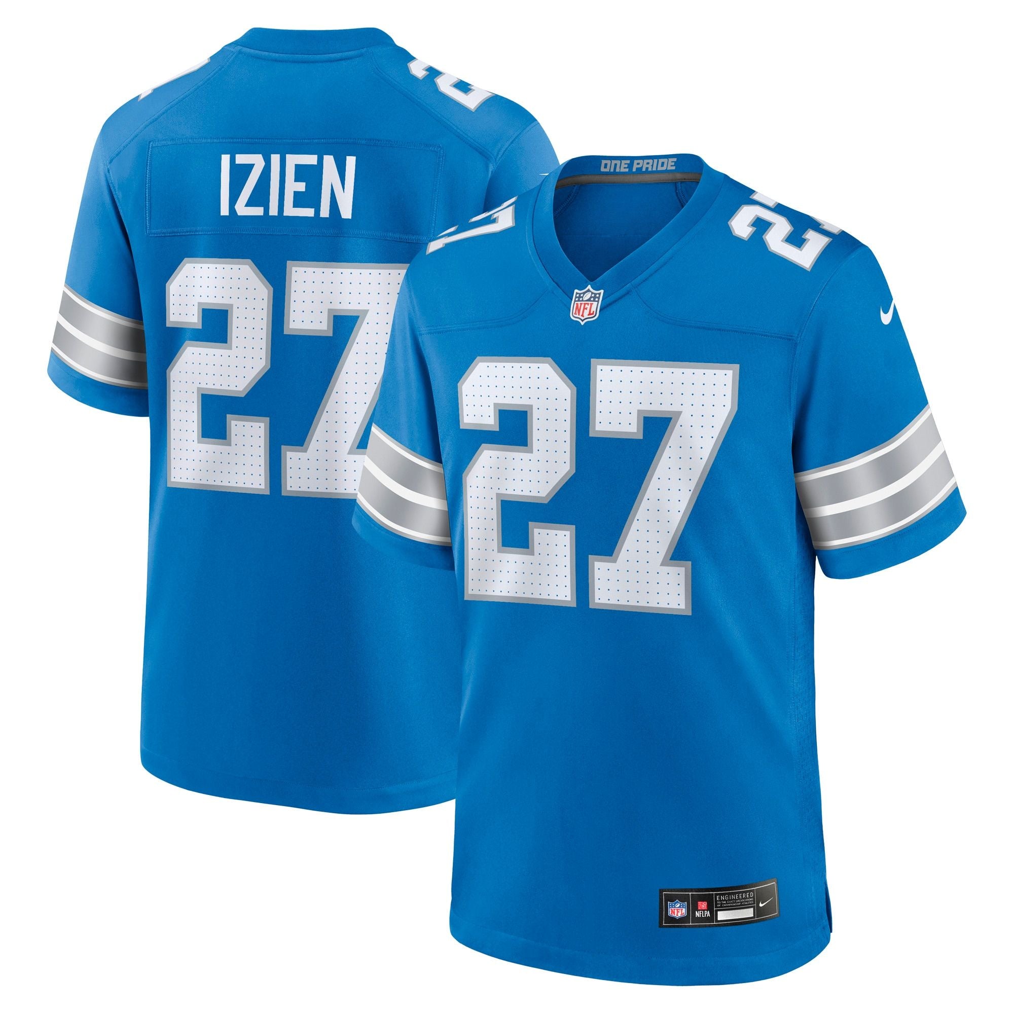 Men's Detroit Lions Christian Izien Nike Blue Team Game Jersey