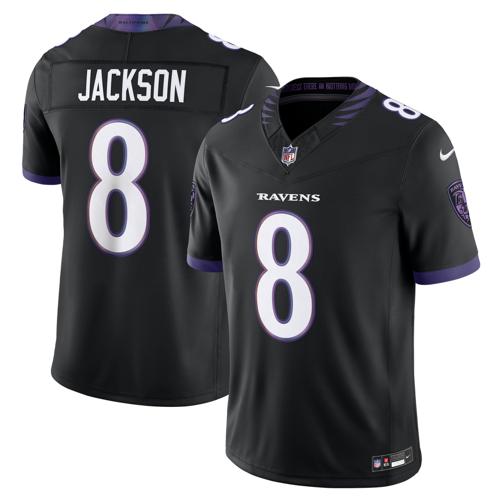 Men's Baltimore Ravens Lamar Jackson Nike Black Alternate Alternate Vapor Fuse Stitched Limited Jersey