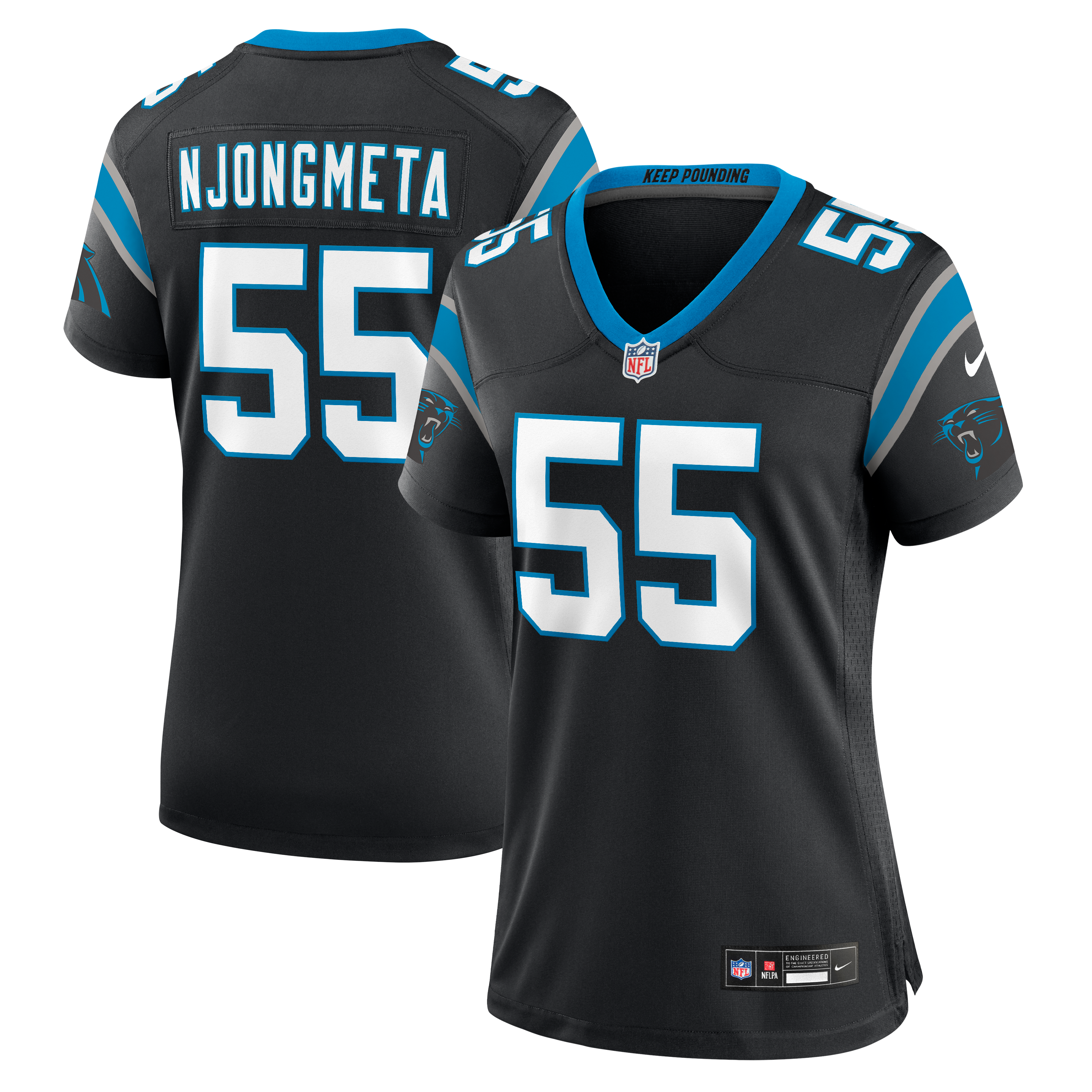 Women's Carolina Panthers Maema Njongmeta Nike Black Team Game Jersey