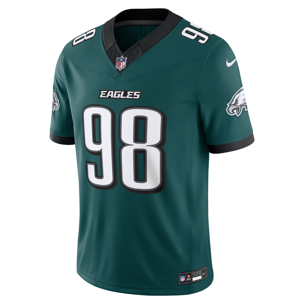 Men's Philadelphia Eagles Jalen Carter Nike Midnight Green Team Vapor Fuse Stitched Limited Jersey