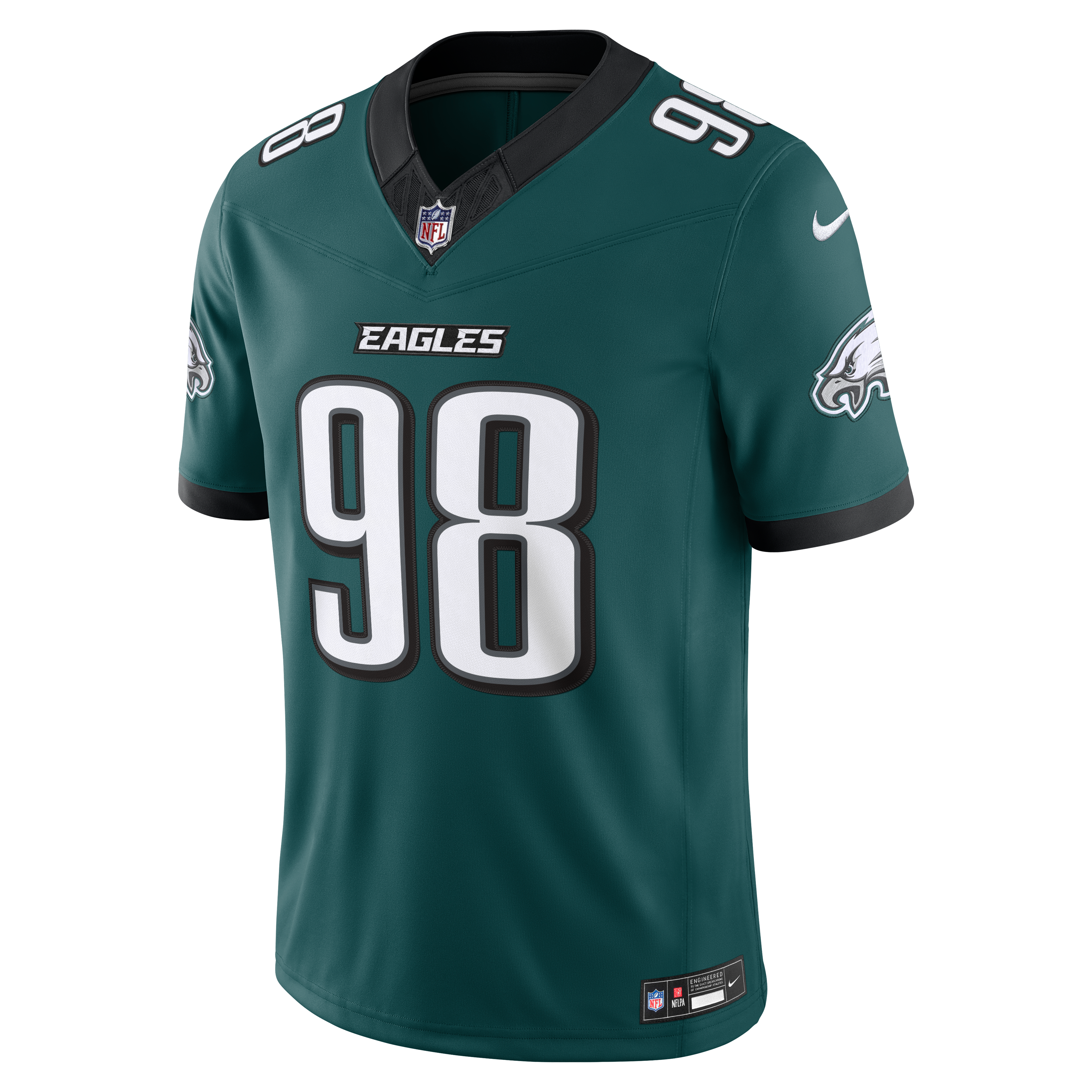 Men's Philadelphia Eagles Jalen Carter Nike Midnight Green Team Vapor Fuse Stitched Limited Jersey